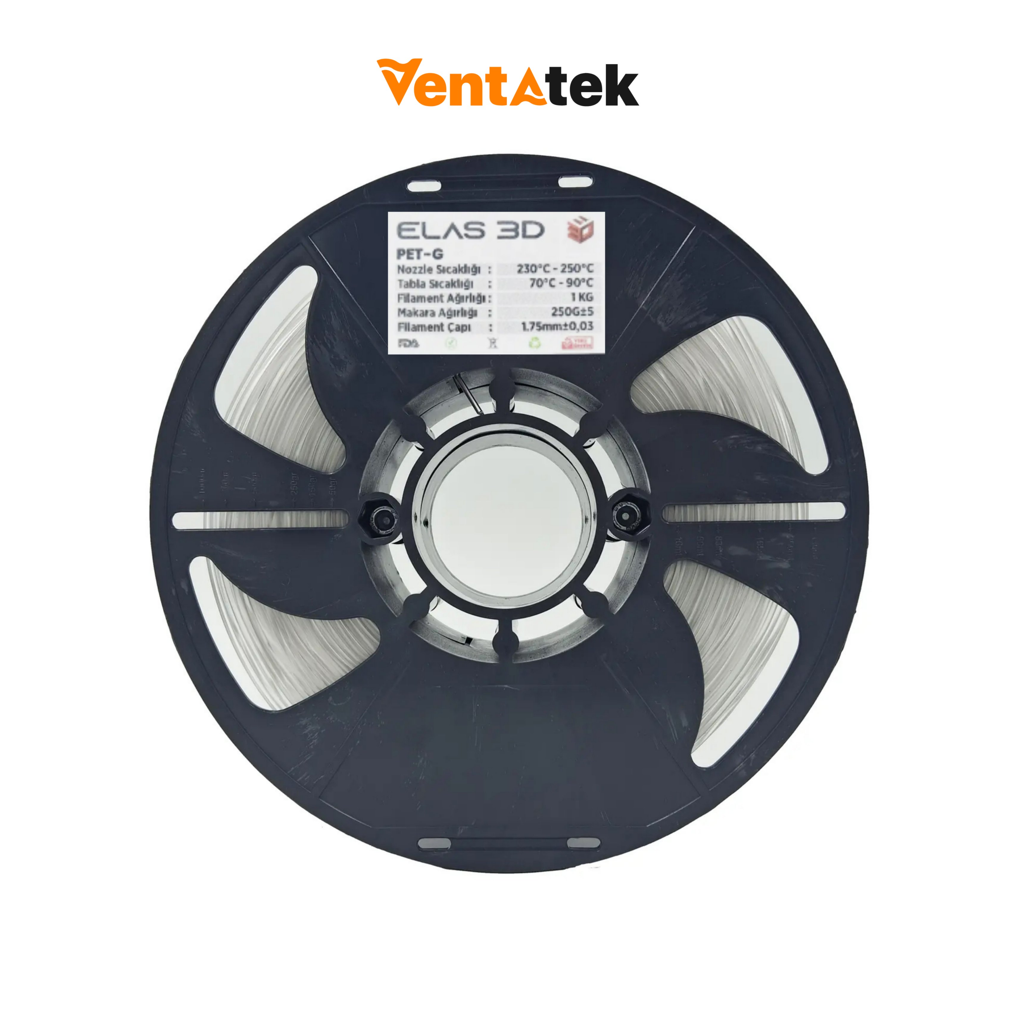 Elas 3D Şeffaf PETG Filament - 1.75mm - 1 Kg