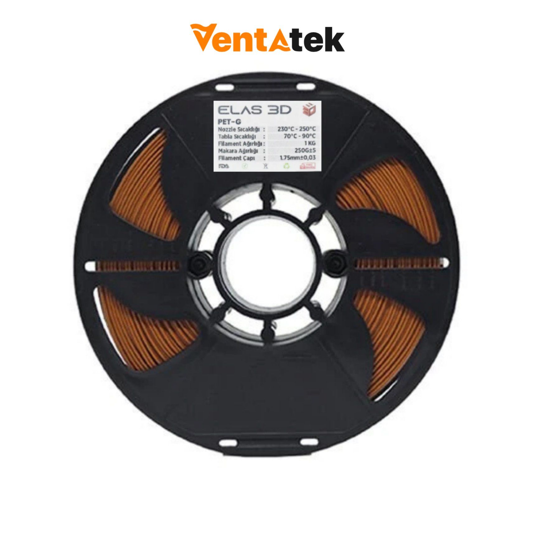 Elas 3D Kahverengi PETG Filament - 1.75mm - 1 Kg