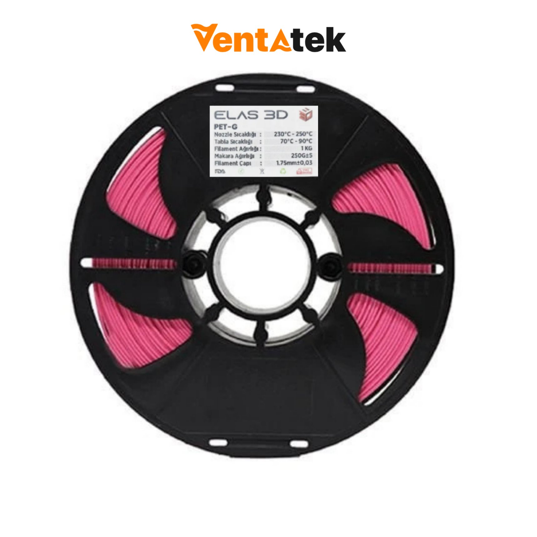 Elas 3D Pembe PETG Filament - 1.75mm - 1 Kg