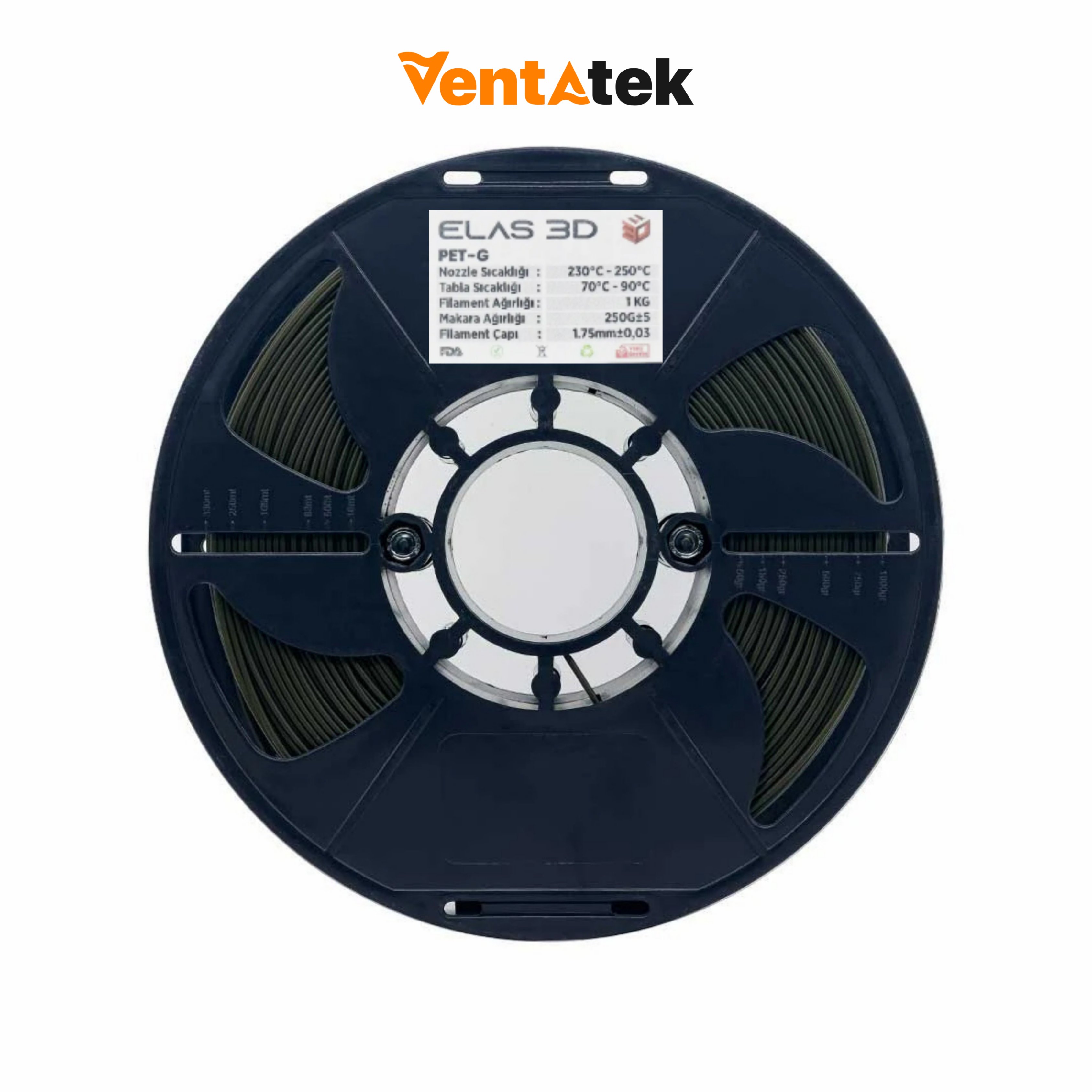 Elas 3D Haki Yeşili PETG Filament - 1.75mm - 1 Kg