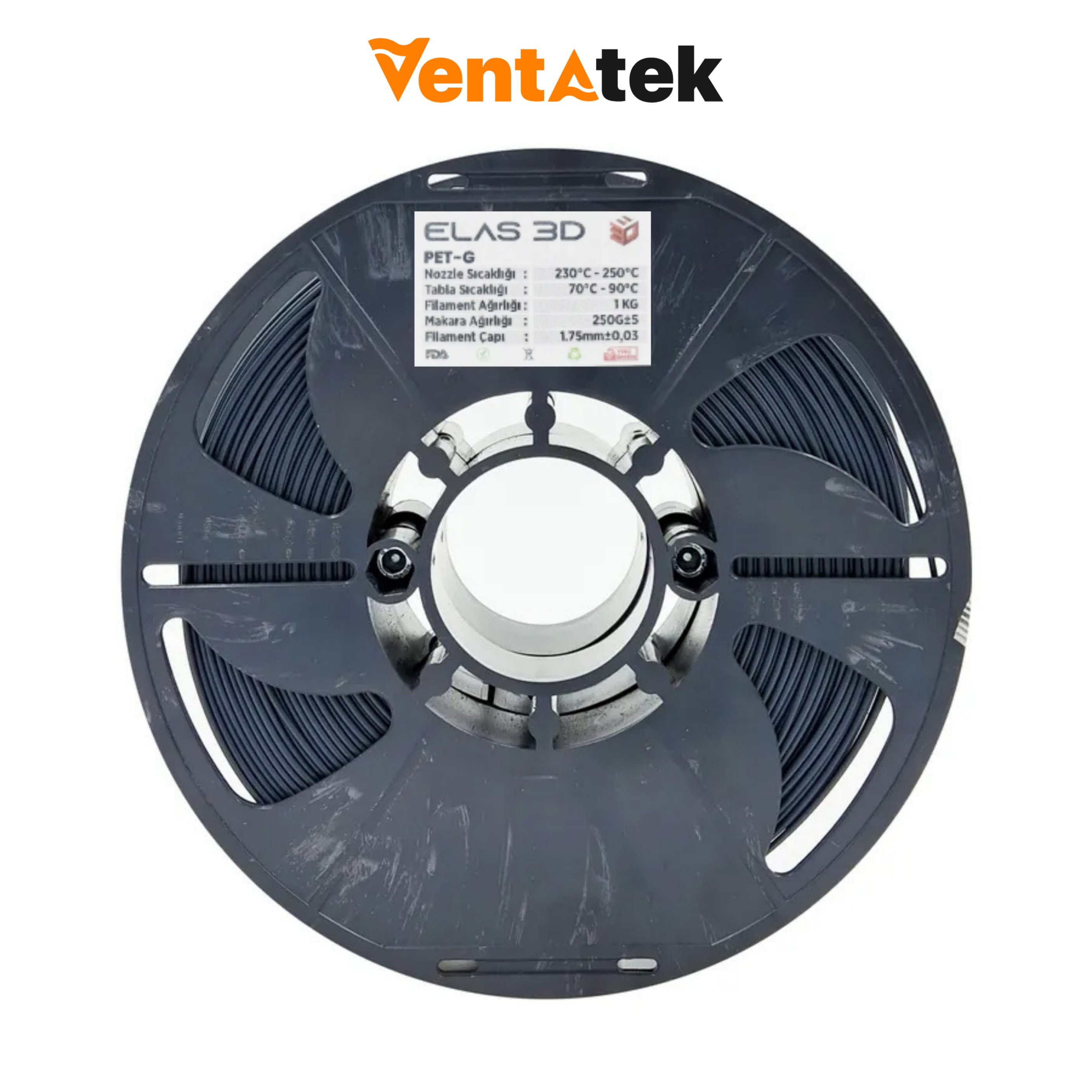 Elas 3D Antrasit Gri PETG Filament - 1.75mm - 1 Kg