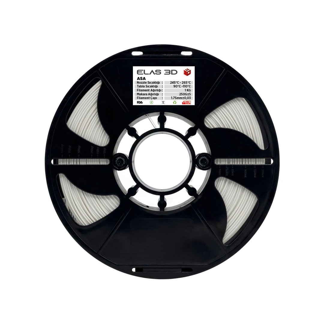 Elas 3D Beyaz ASA Filament - 1.75mm - 1 Kg
