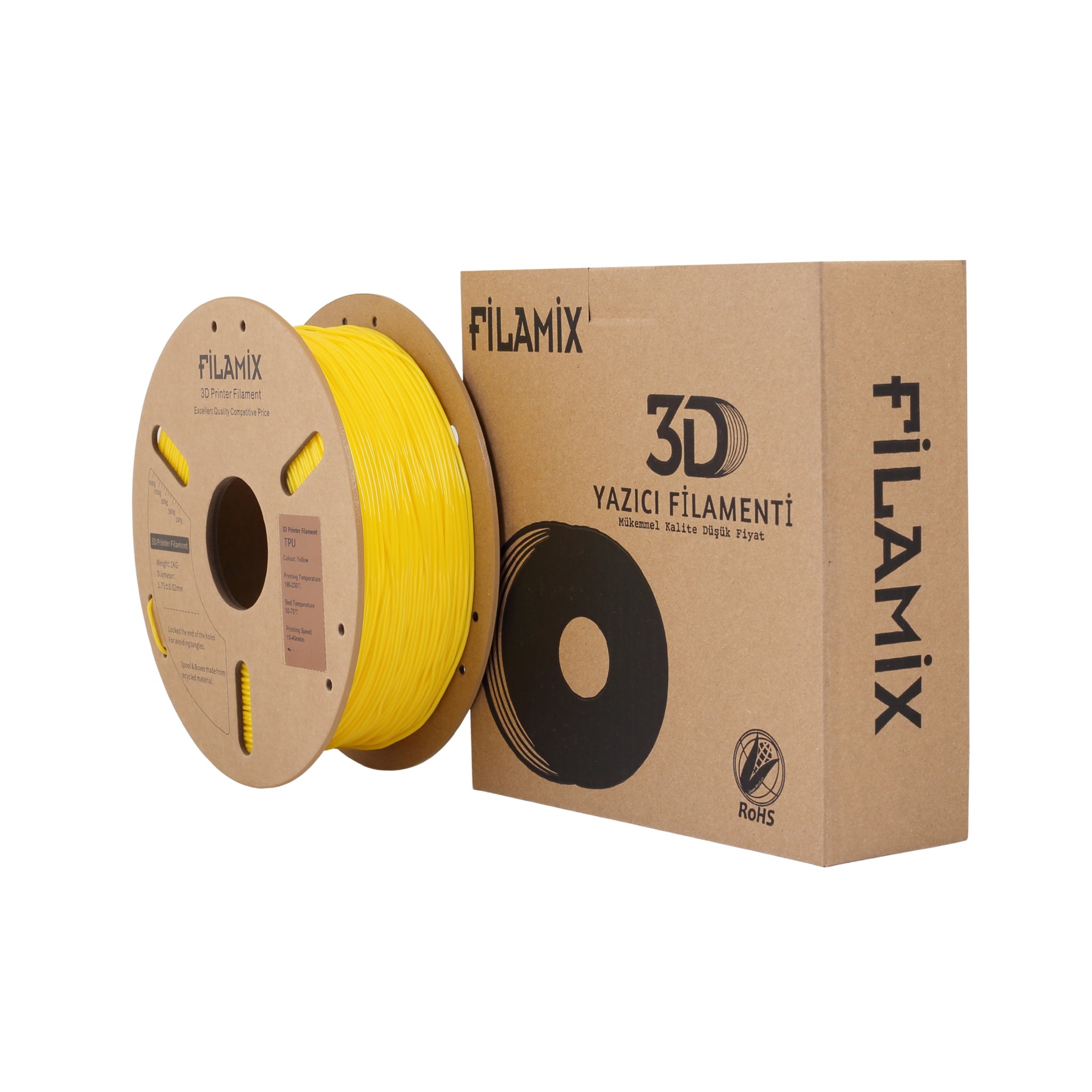 Filamix Sarı TPU 95A Esnek Filament 1.75mm 1 Kg