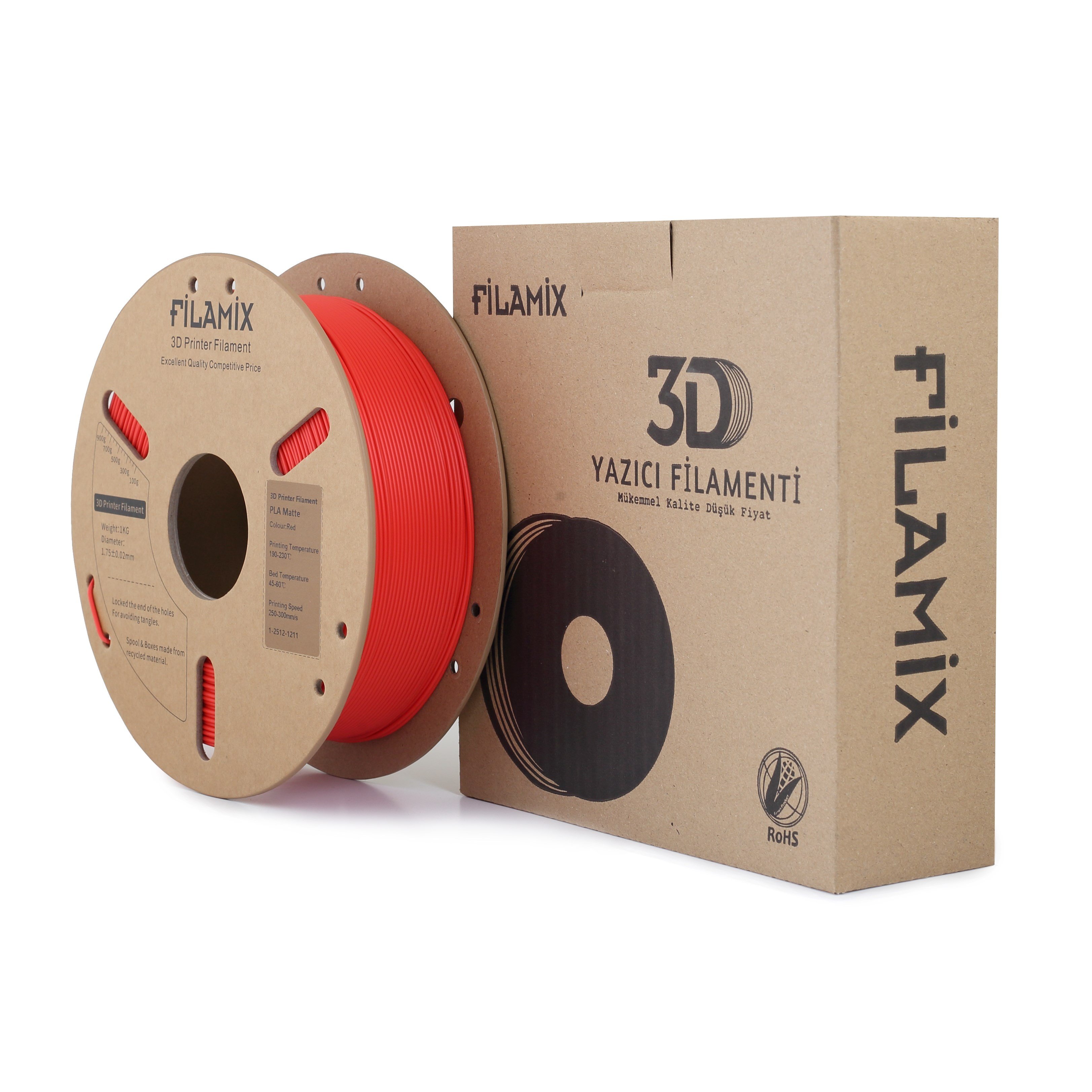Filamix Kırmızı PLA Mat Filament 1.75mm 1 Kg