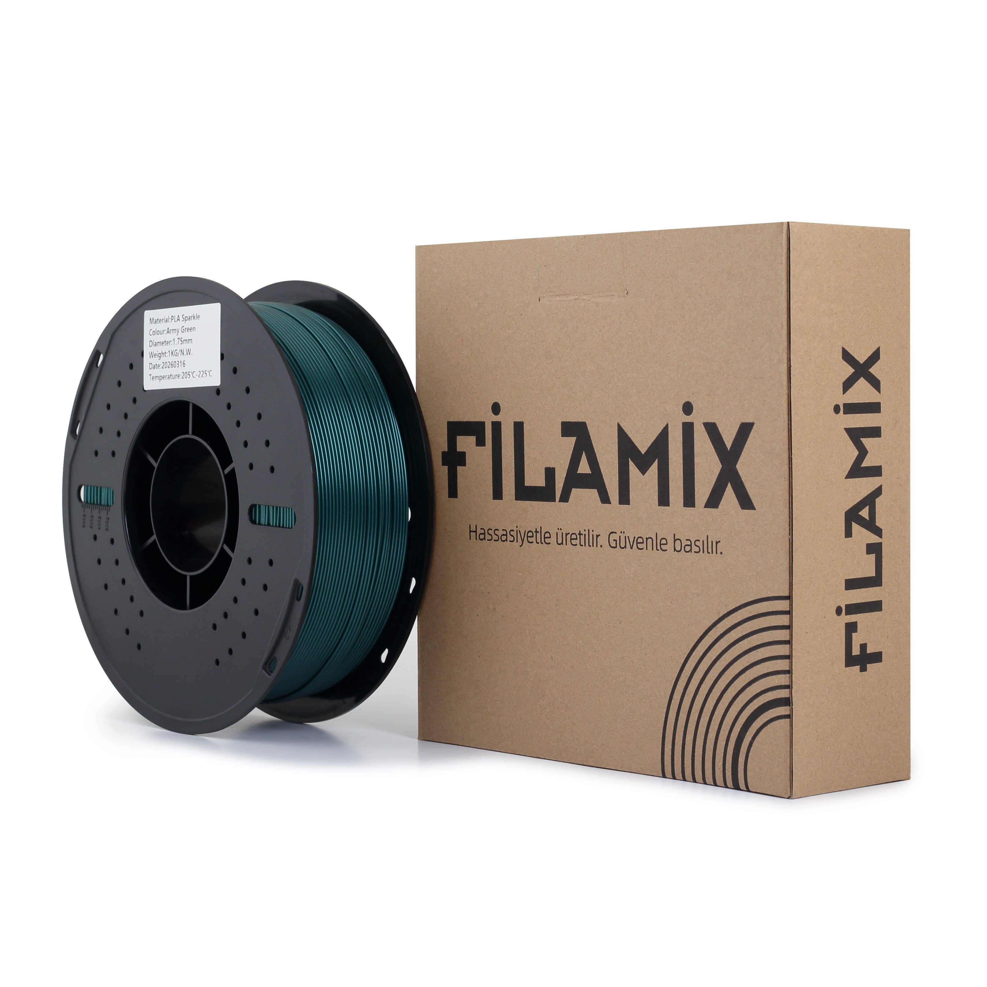 Filamix PLA Sparkle Asker Yeşili Filament 1.75mm 1 Kg