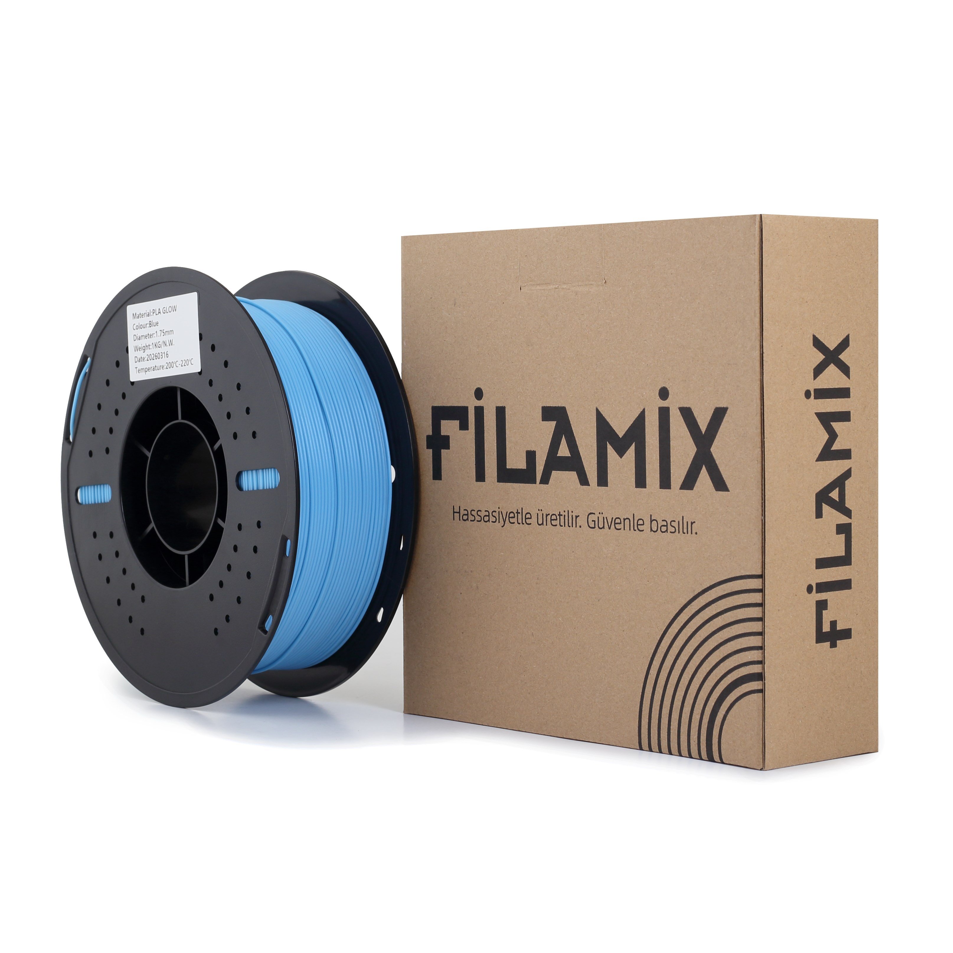 Filamix PLA Glow Mavi Filament 1.75mm 1 Kg