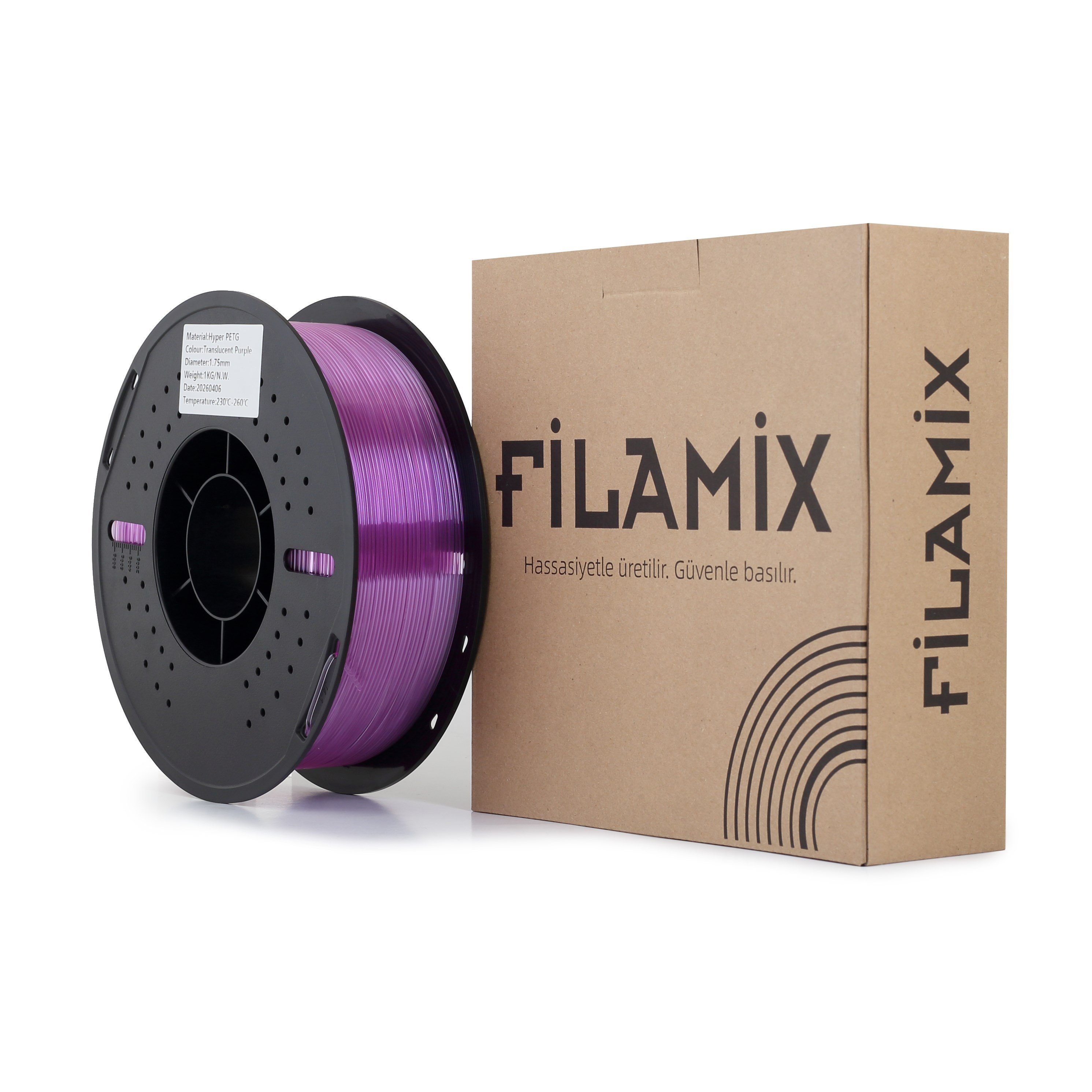 Filamix Hyper PETG Yarı Şeffaf Mor Filament 1.75mm 1 Kg
