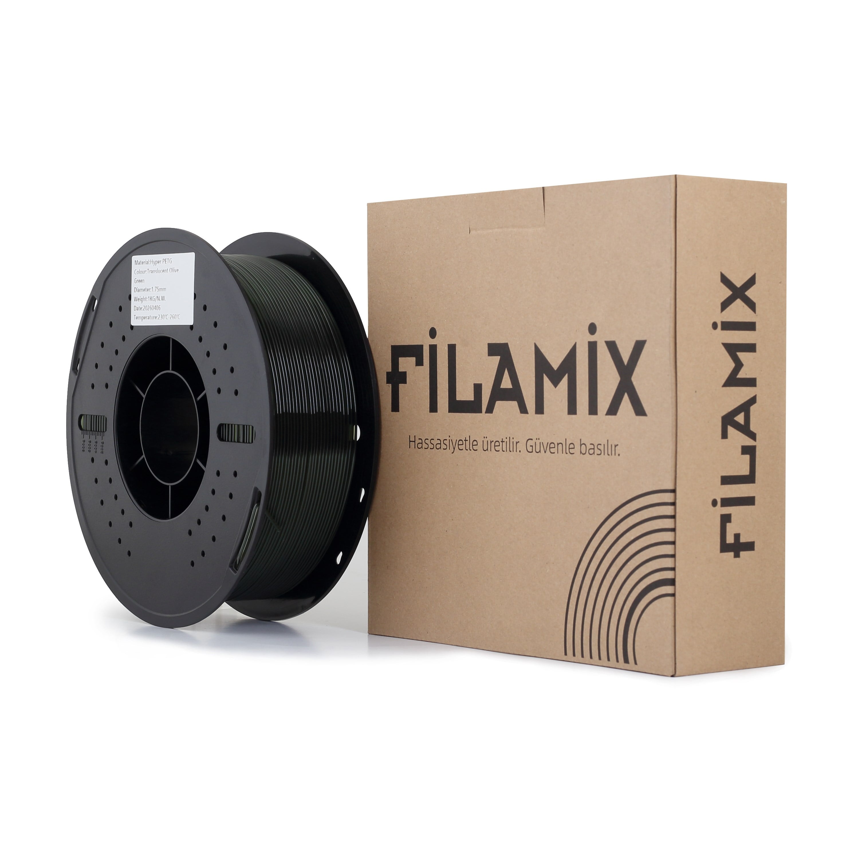 Filamix Hyper PETG Yarı Şeffaf Zeytin Yeşili Filament 1.75mm 1 Kg