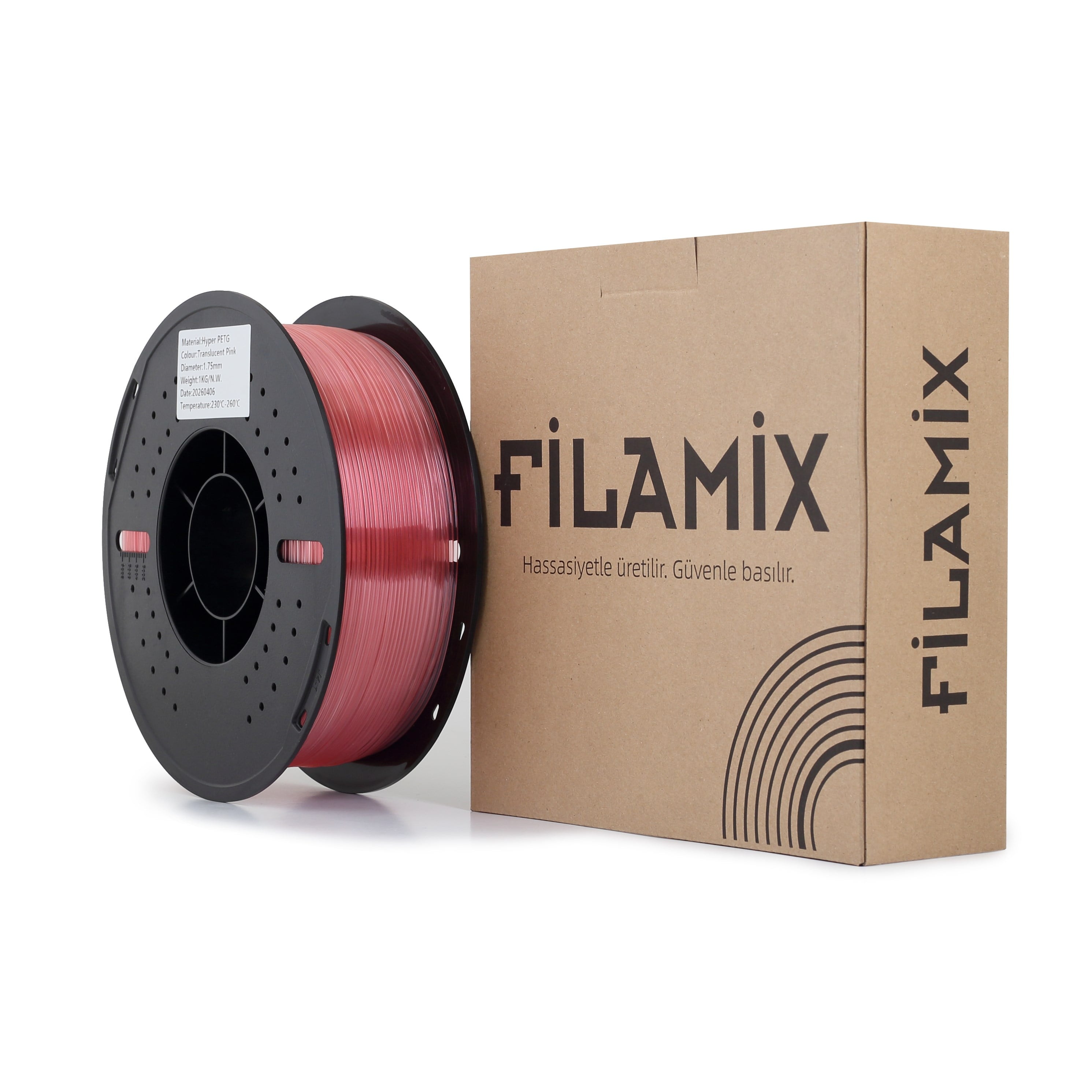 Filamix Hyper PETG Yarı Şeffaf Pembe Filament 1.75mm 1 Kg