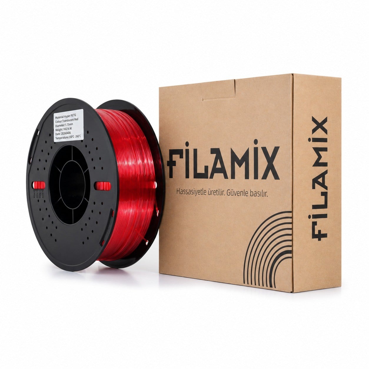 Filamix Hyper PETG Yarı Şeffaf Kırmızı Filament 1.75mm 1 Kg