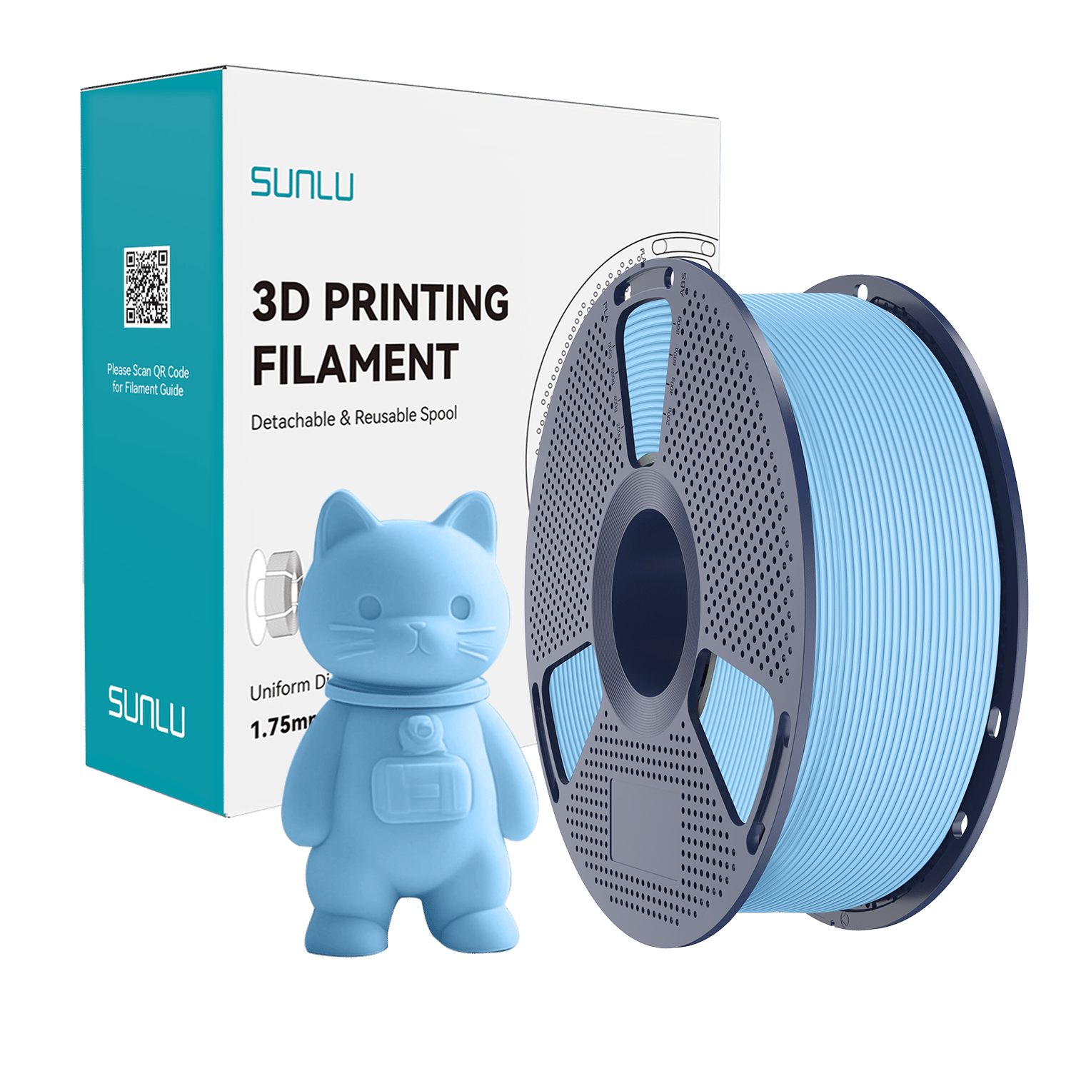 Sunlu Açık Mavi PLA Mat Filament - 1.75mm - 1 Kg