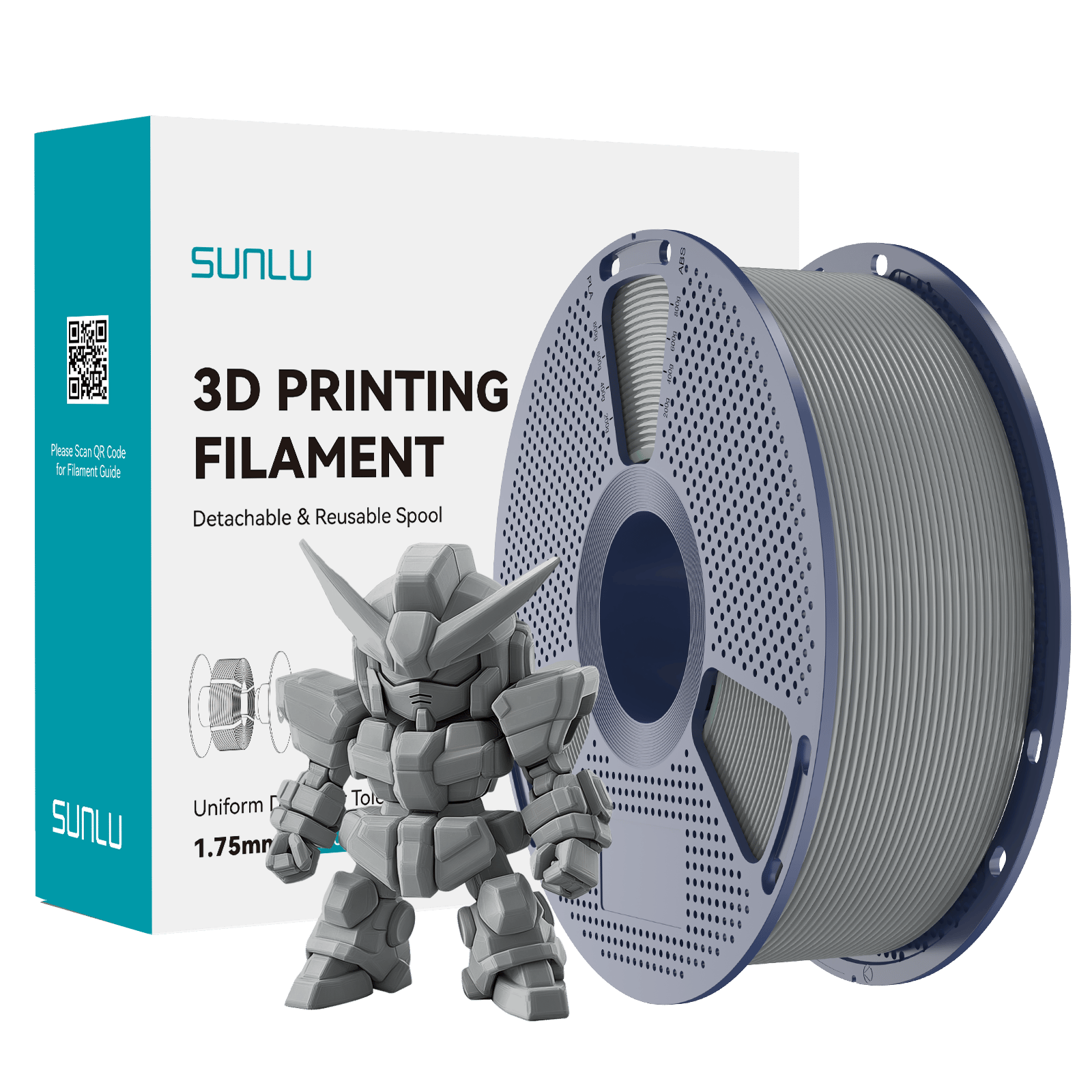 Sunlu Gri PLA+ 2.0 Filament - 1.75mm - 1 Kg