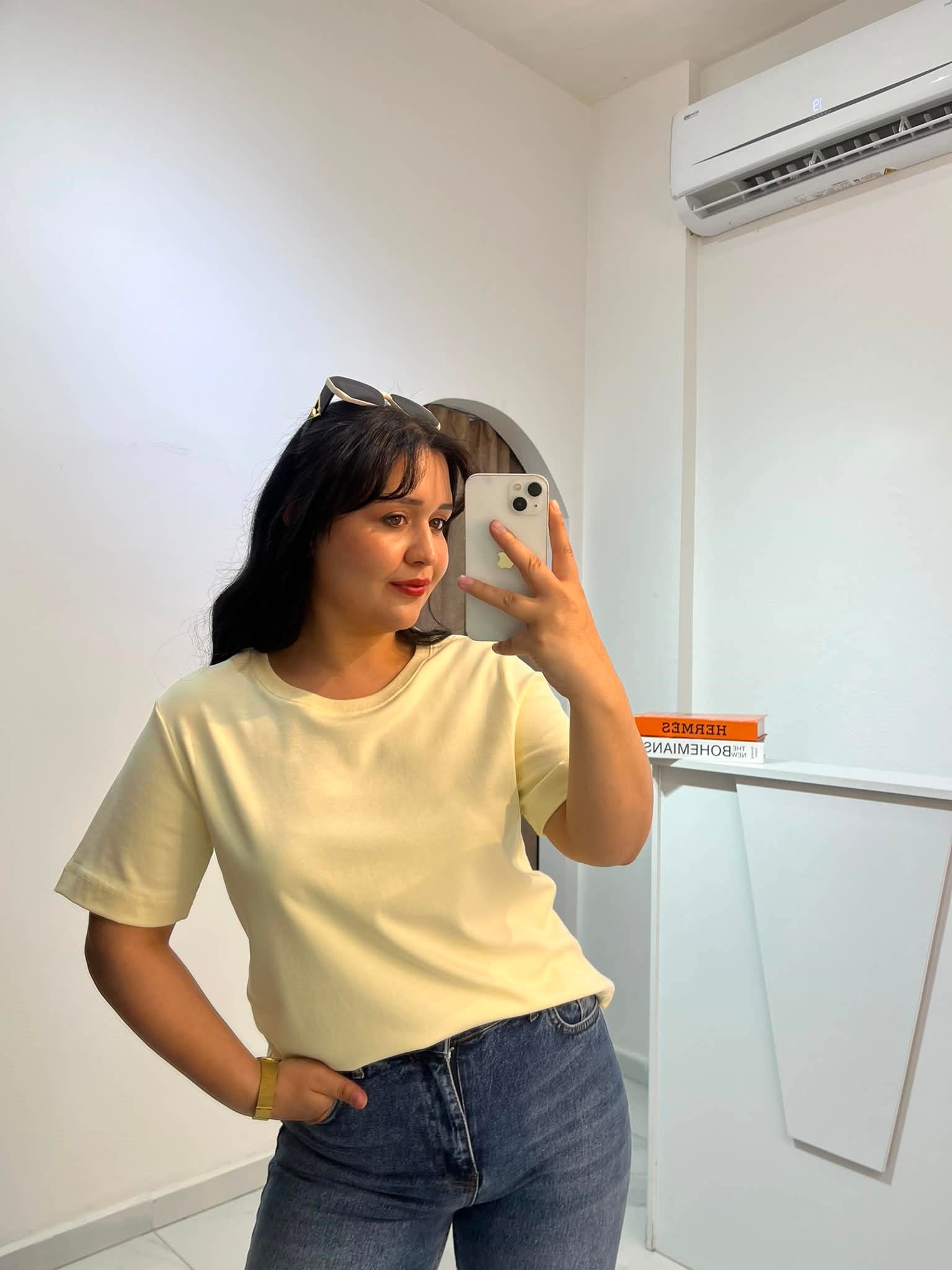 %100 Pamuk Dilvin Bisiklet Yaka Terayağ Sarısı T-shirt