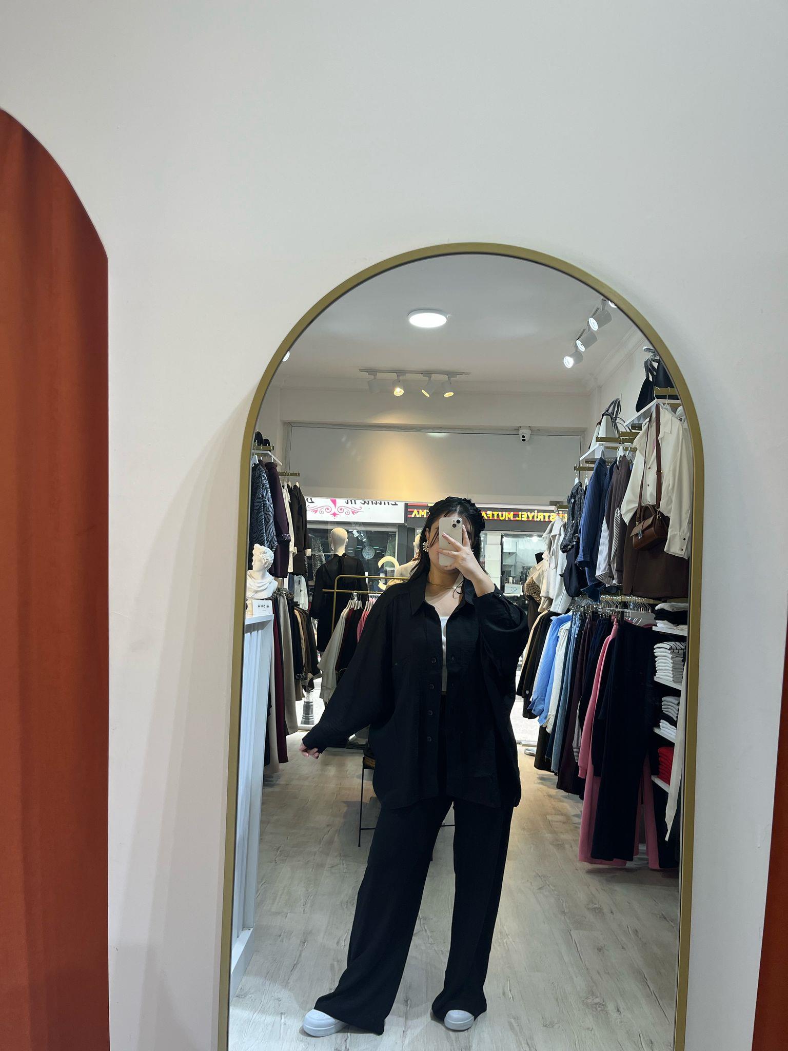 Beli Lastikli Bol Paça Pantolon Siyah