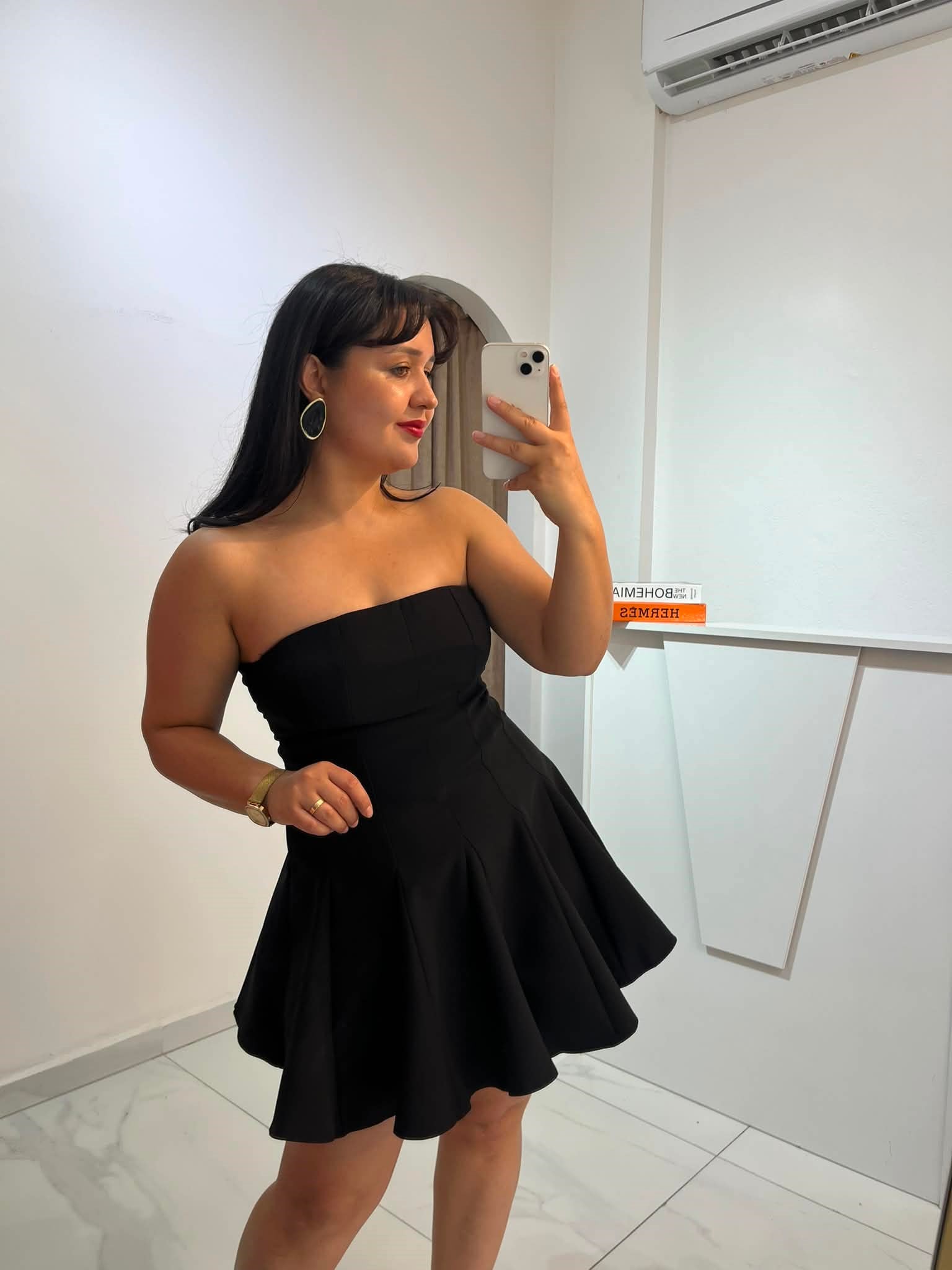 Premium Siyah Volanlı Mini Elbise