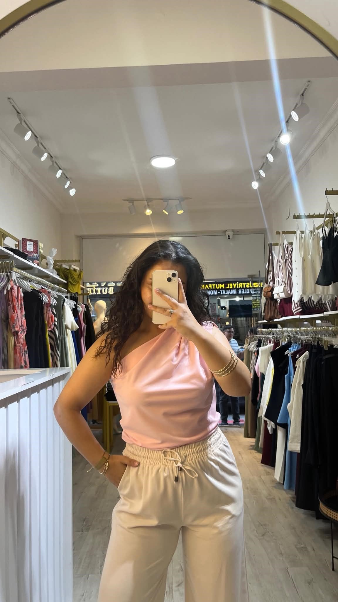 Tek Omuz Arya Pembe Bluz