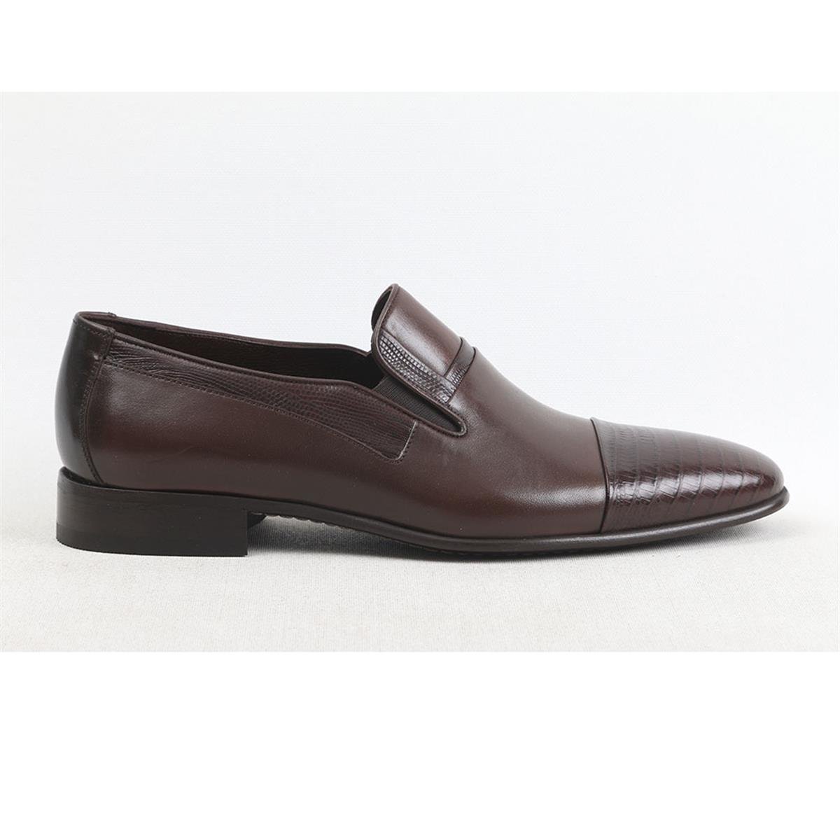 ULUS 6639 KAHVE MASKARETLİ CROCO JURDAN NEOLİT KLASİK AYAKKABI