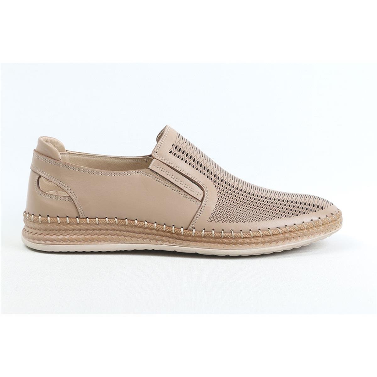 Ulus 7050 Bej Delikli Loafer Ayakkabı