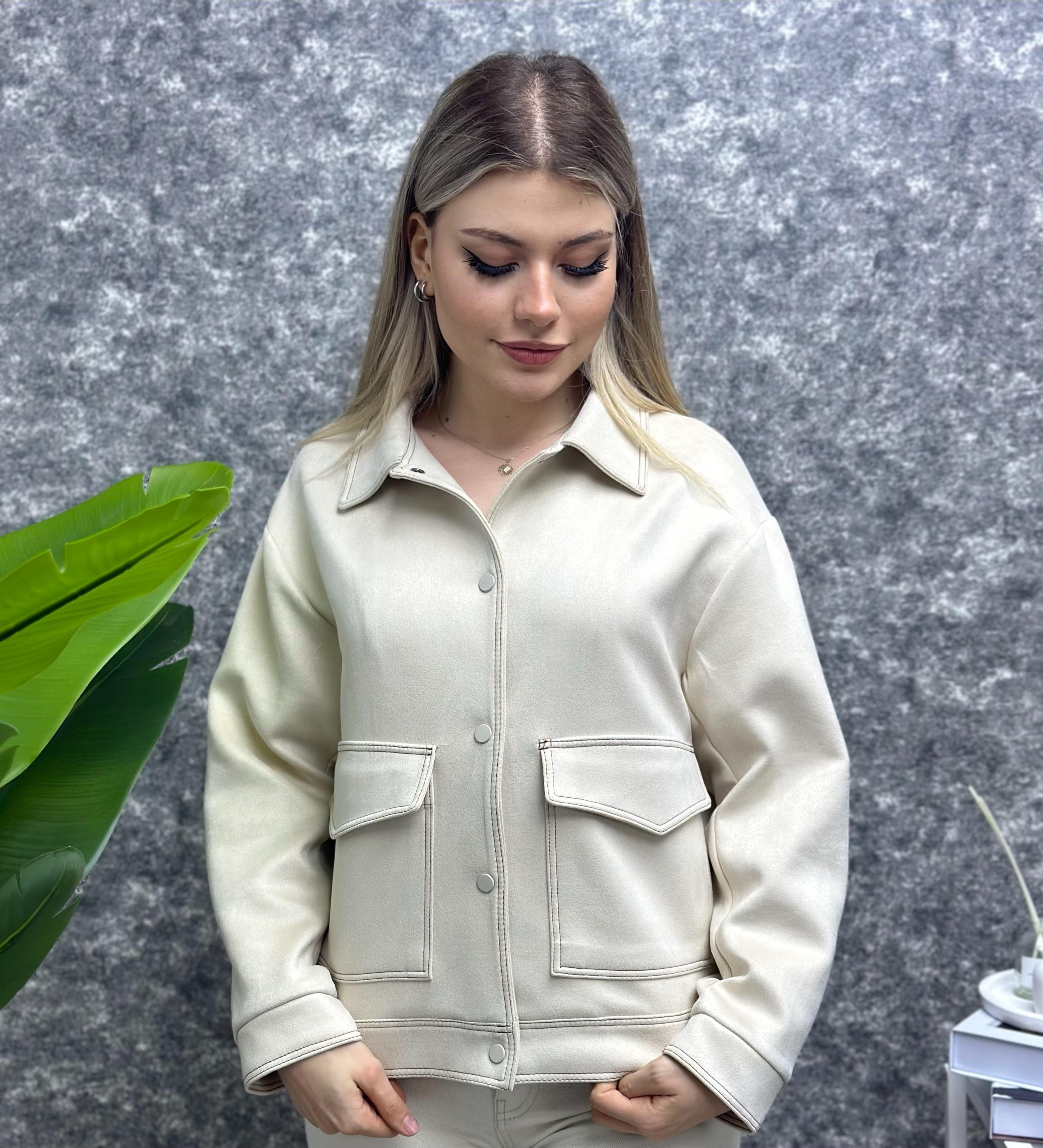Kadın Oversıze Çıtçıtlı Süet Ceket