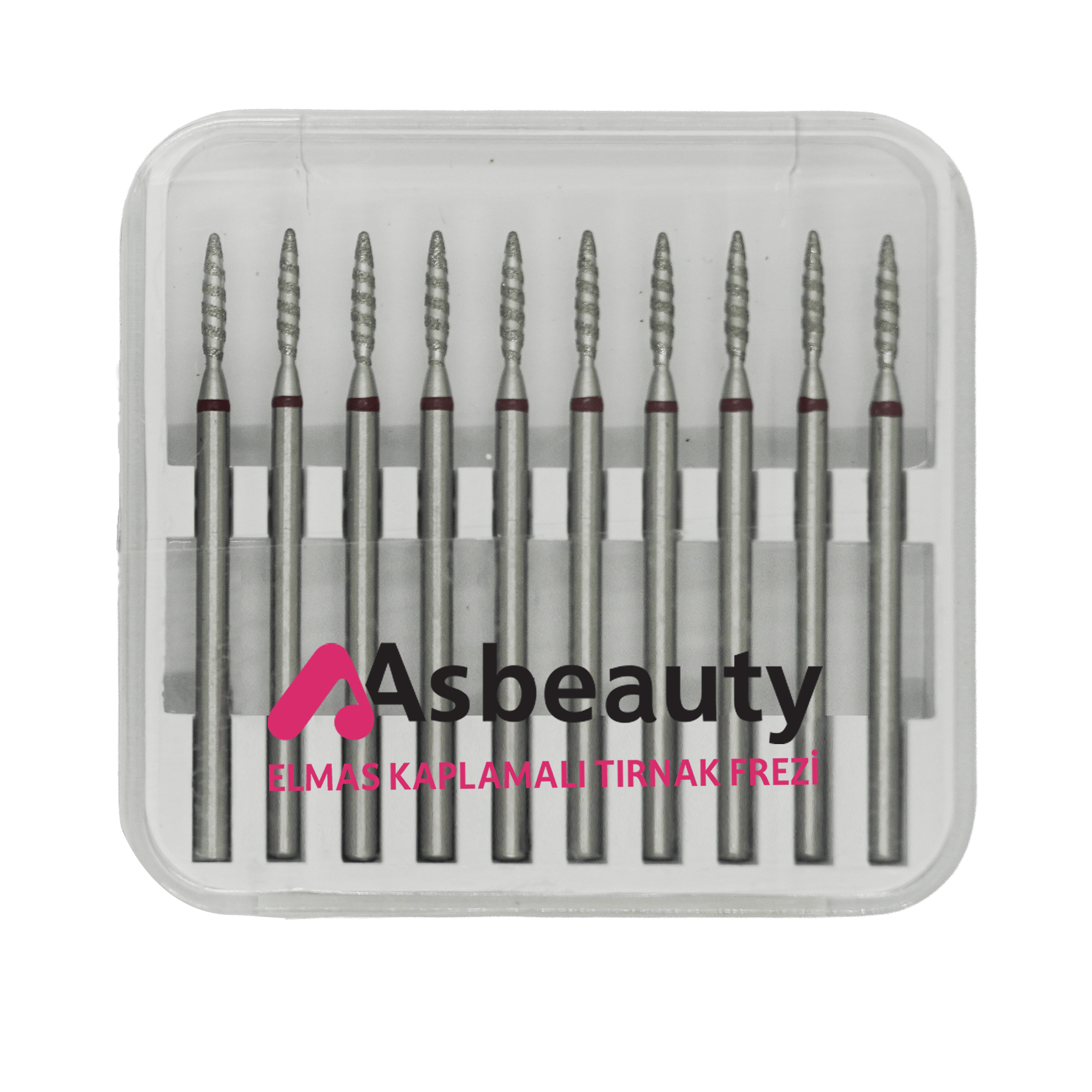 AsBeauty Elmas Kaplamalı 10'lu paket Tırnak Frezi -Elmas K.F-Yivli Oval Mum Alevi-18 mm-Kı