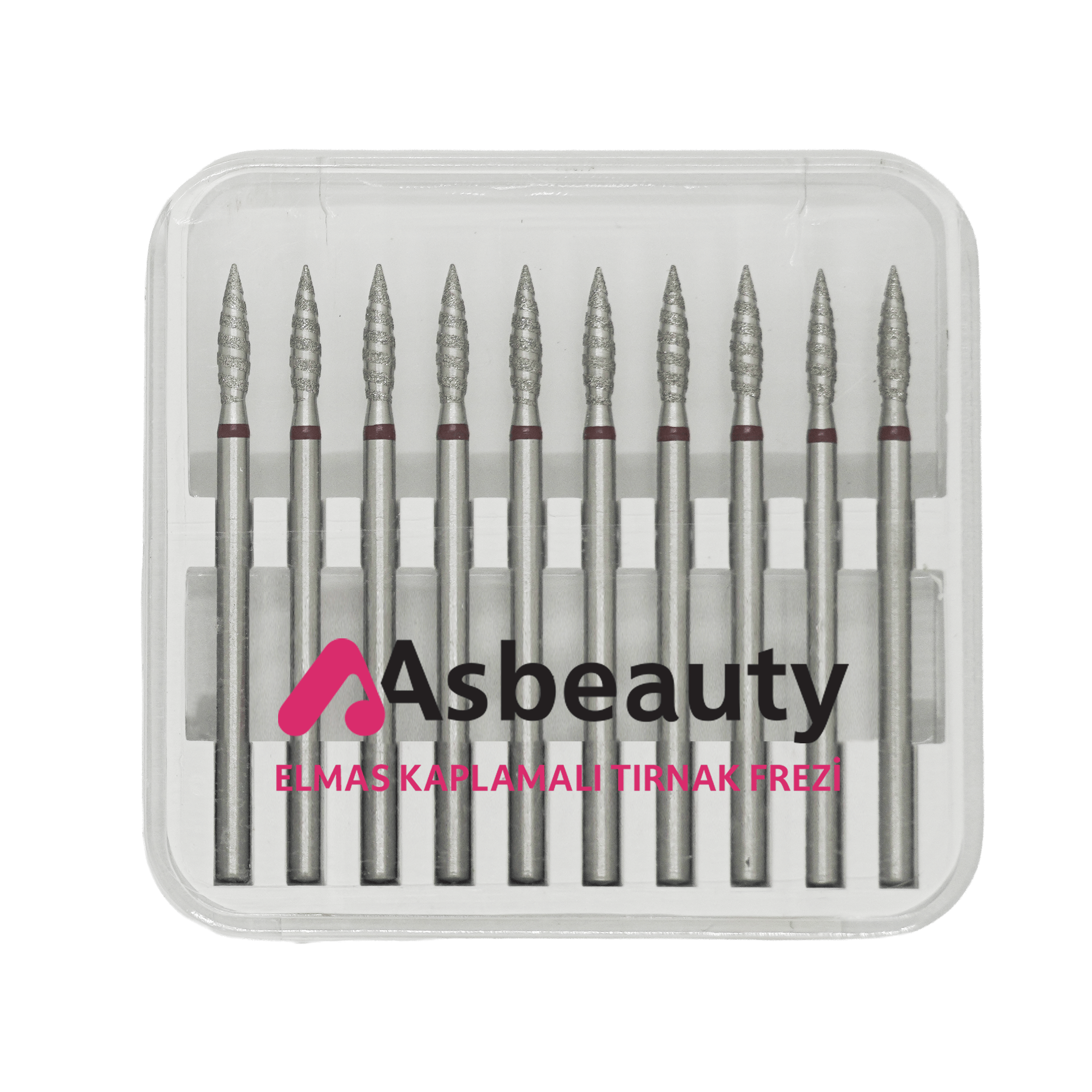 ASBeauty Elmas Kaplamalı 10'lu Paket Tırnak Frezi-Elmas K.F-Mum Alevi-25 mm-Kı