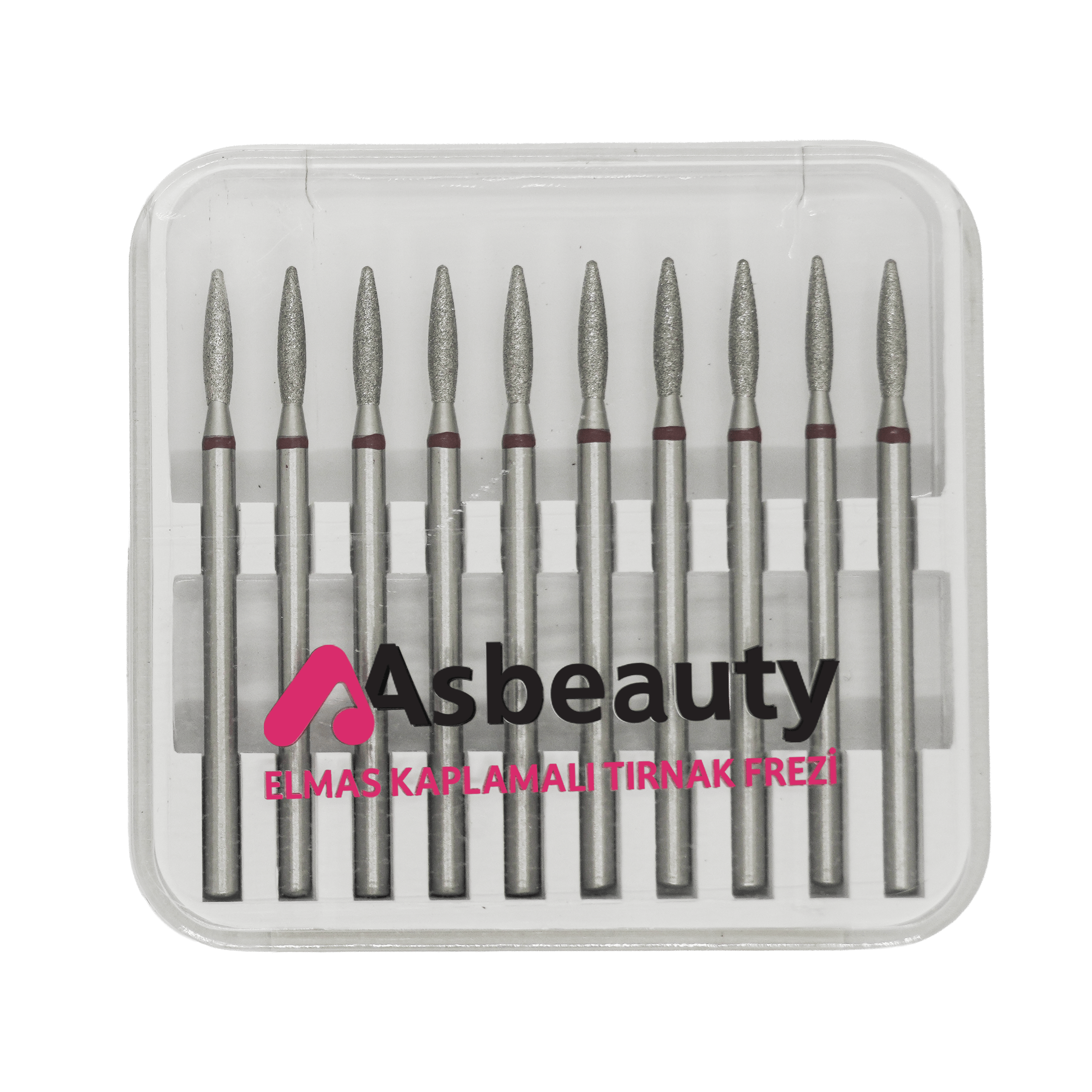 ASBeauty Elmas Kaplamalı 10'lu Paket Tırnak Frezi-Elmas K.F-Oval Mum Alevi 21 mm-Kı