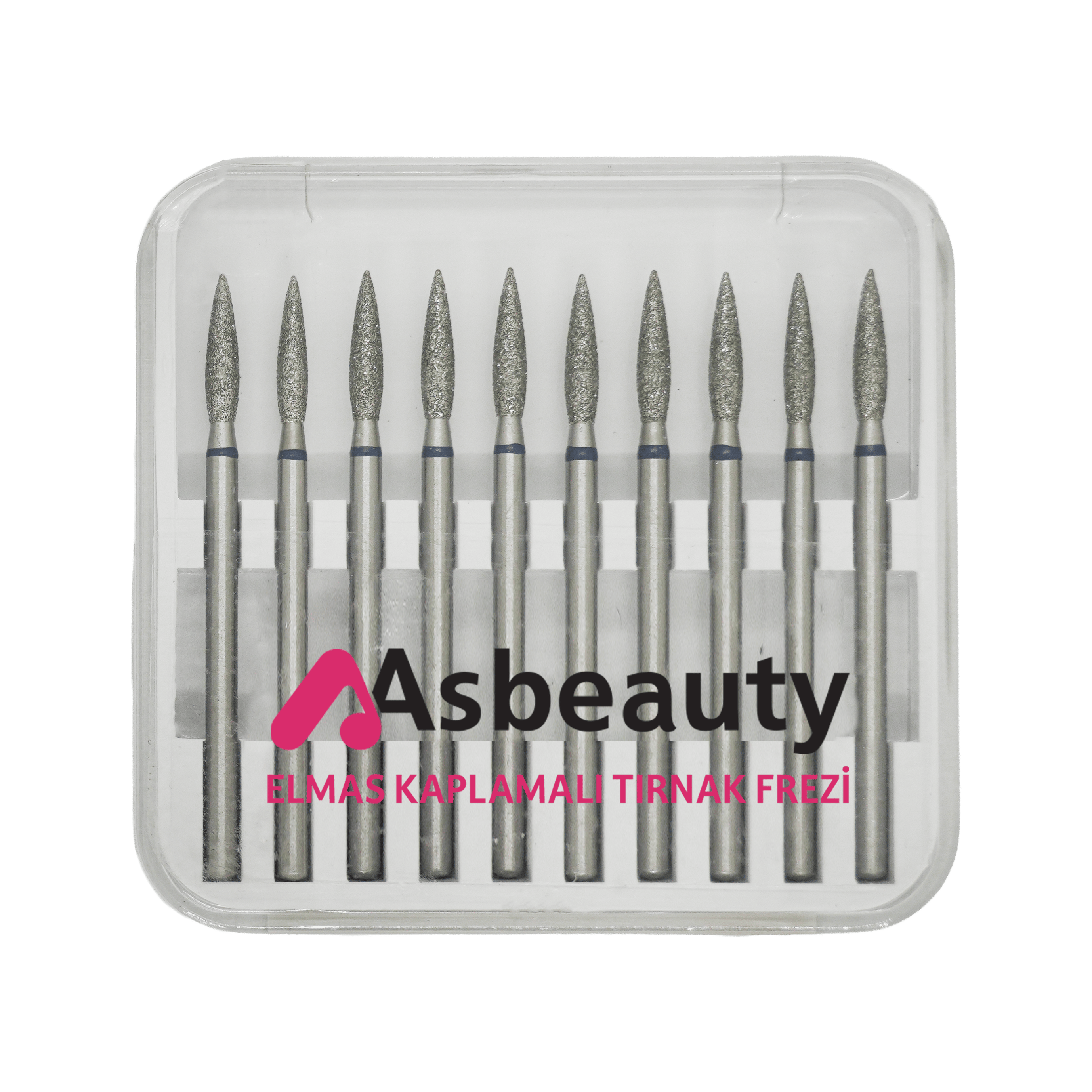 ASBeauty Elmas Kaplamalı 10'lu Paket Tırnak Frezi -Elmas K.F-Mum Alevi-25 mm-Ma