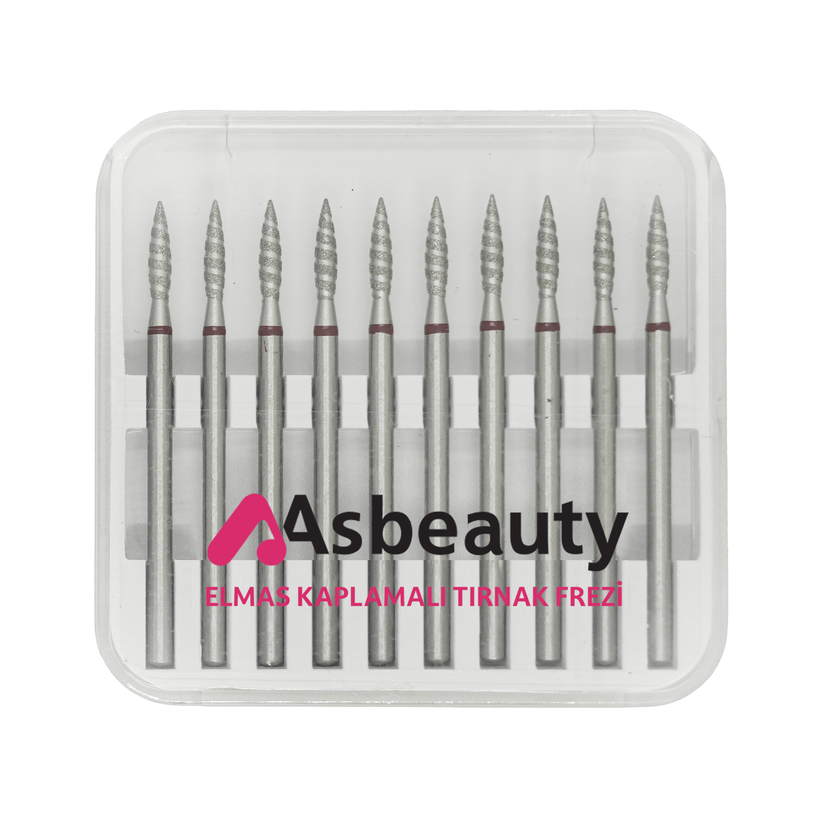 ASBeauty Elmas Kaplamalı 10'lu Paket Tırnak Frezi-Elmas K.F-Mum Alevi-23 mm-Kı