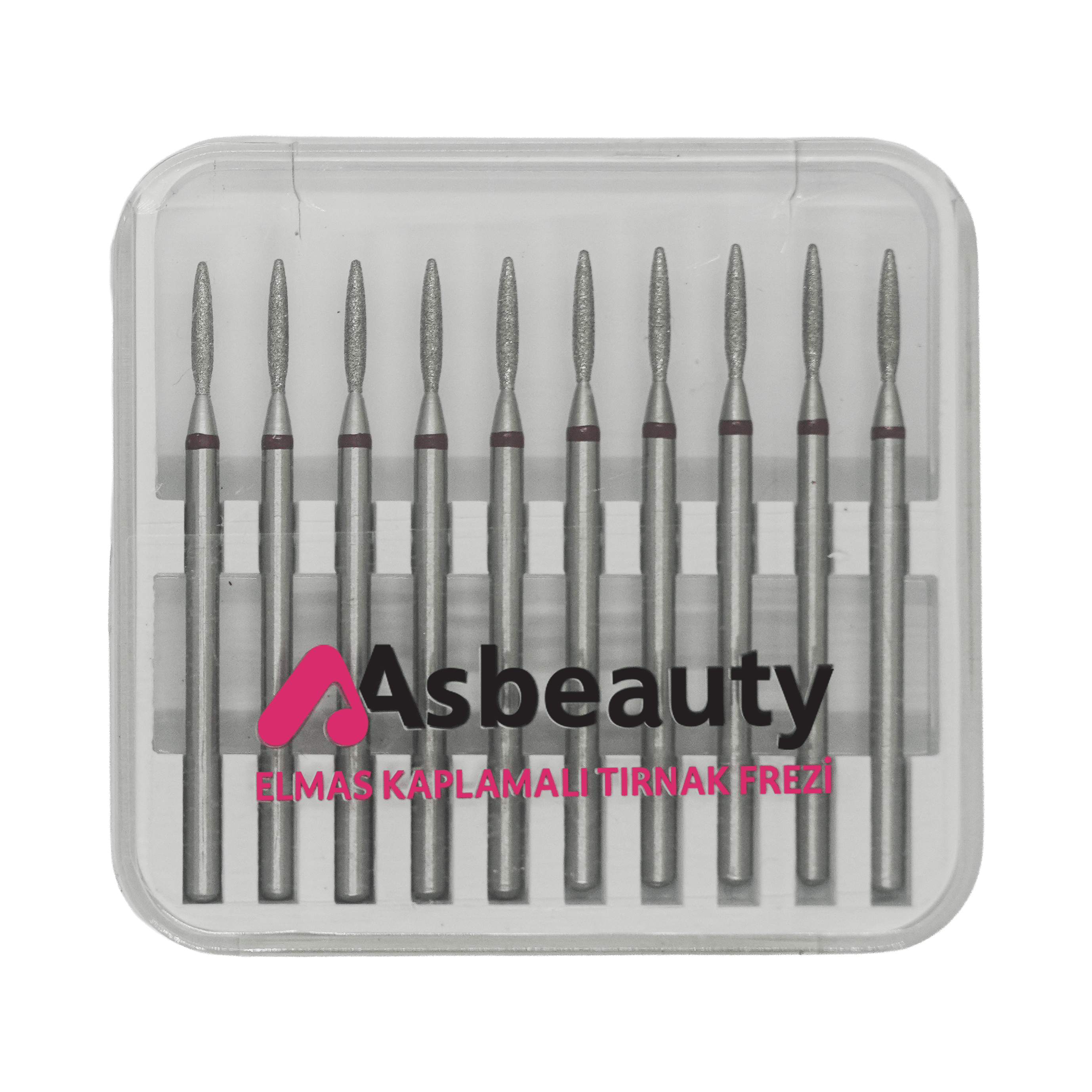 AsBeauty Elmas Kaplamalı 10'lu Paket Tırnak Frezi-Elmas K.F-Yivli Oval Mum Alevi-16 mm-Kı
