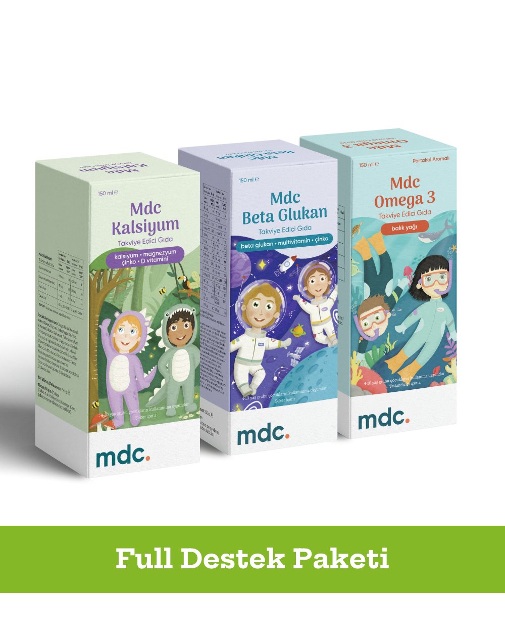 MDC Omega 3 Şurup, MDC Beta Glukan Şurup ve MDC Kalsiyum Şurup