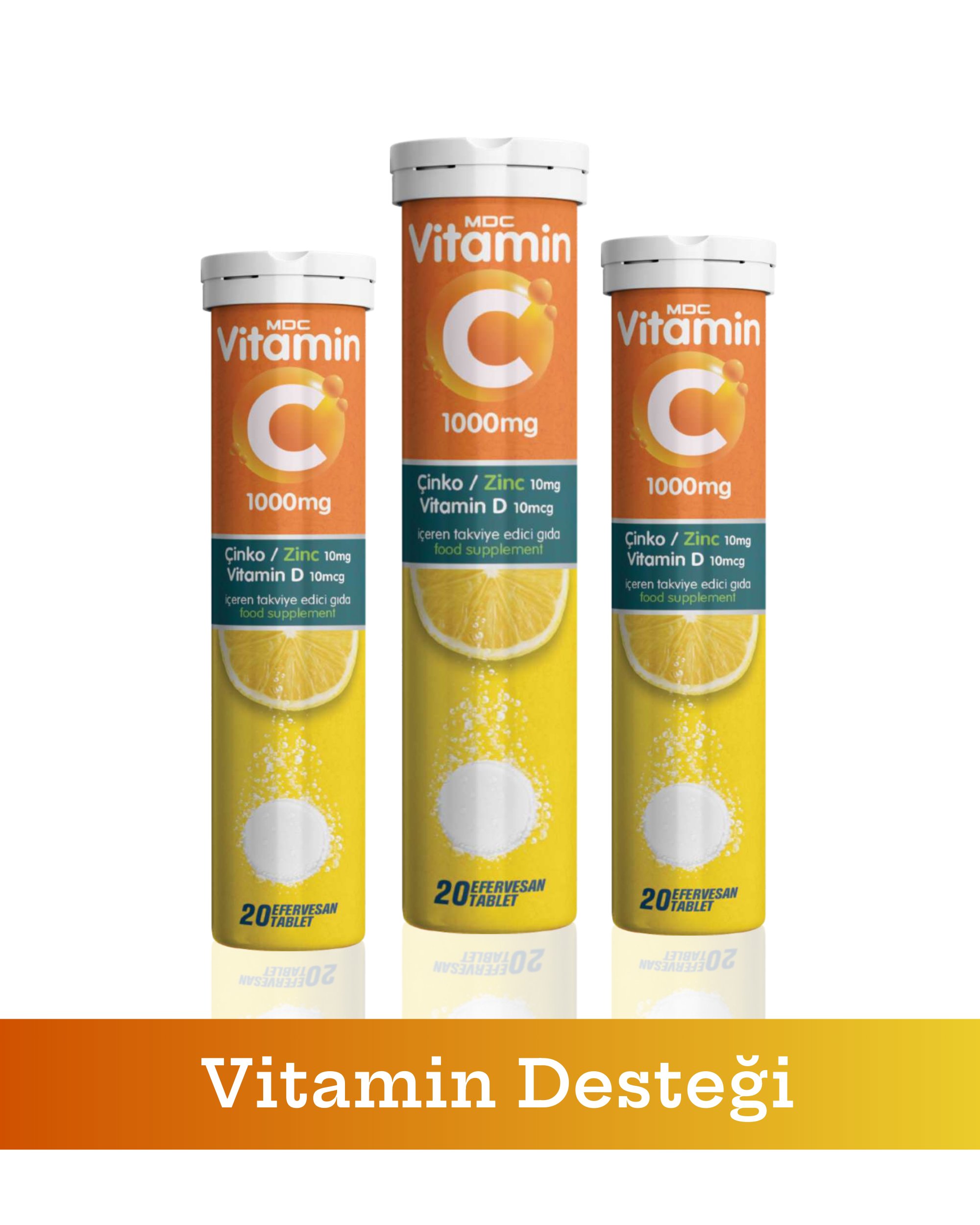 MDC Vitamin C & Çinko & Vitamin D 20 Efervesan Tablet