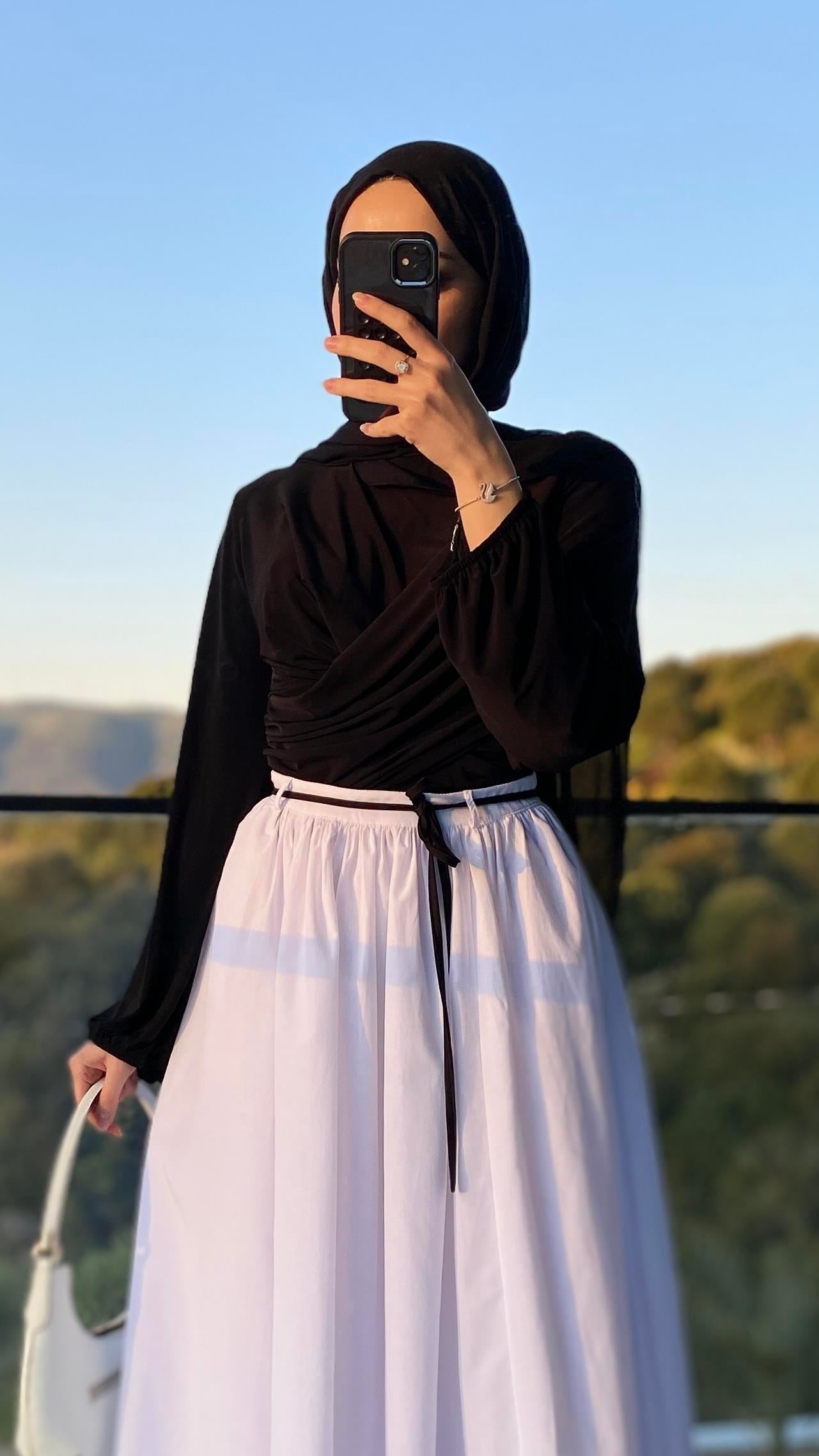 Çift Drapeli Bluz Siyah