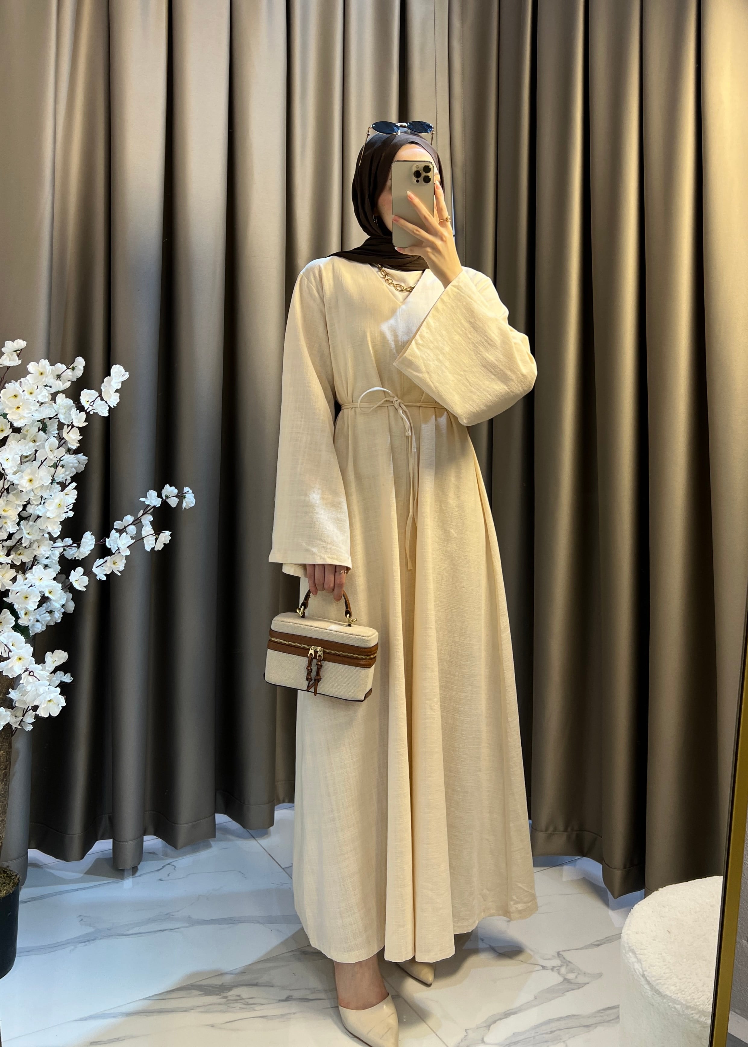 Dalia Keten Elbise- Taş