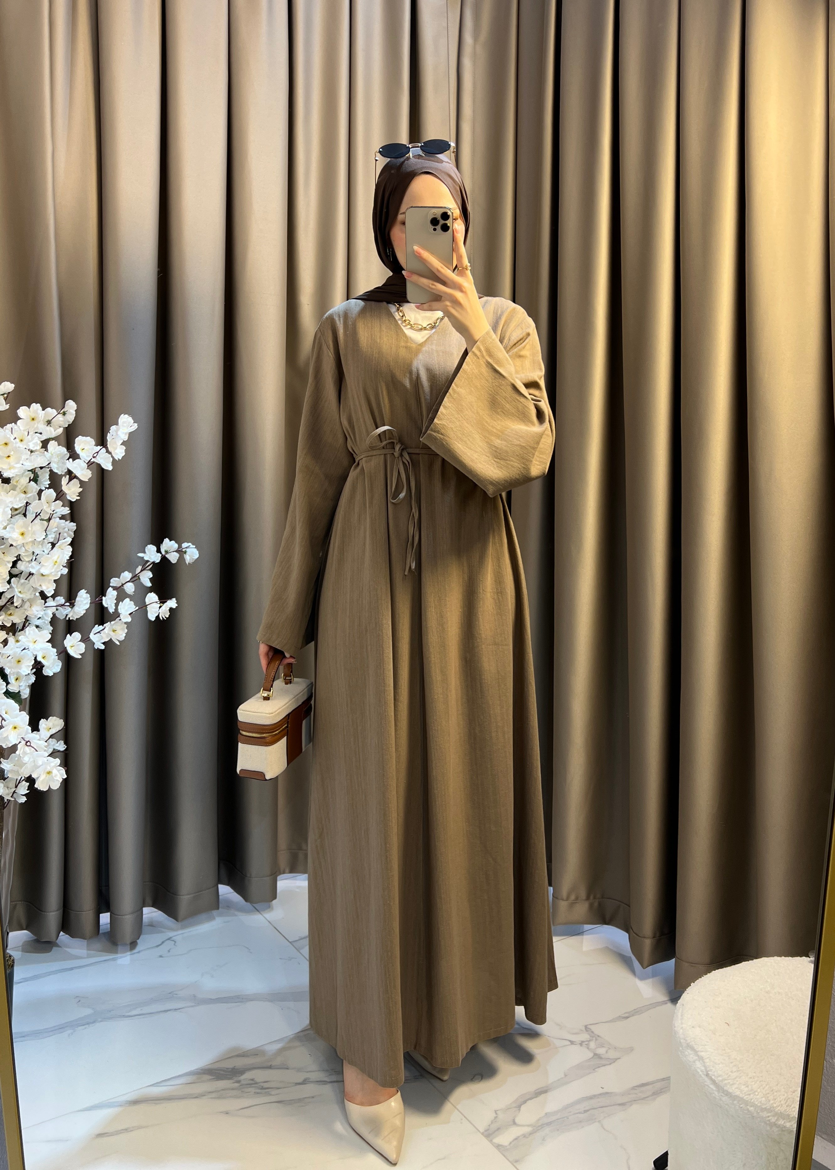 Dalia Keten Elbise- Vizon