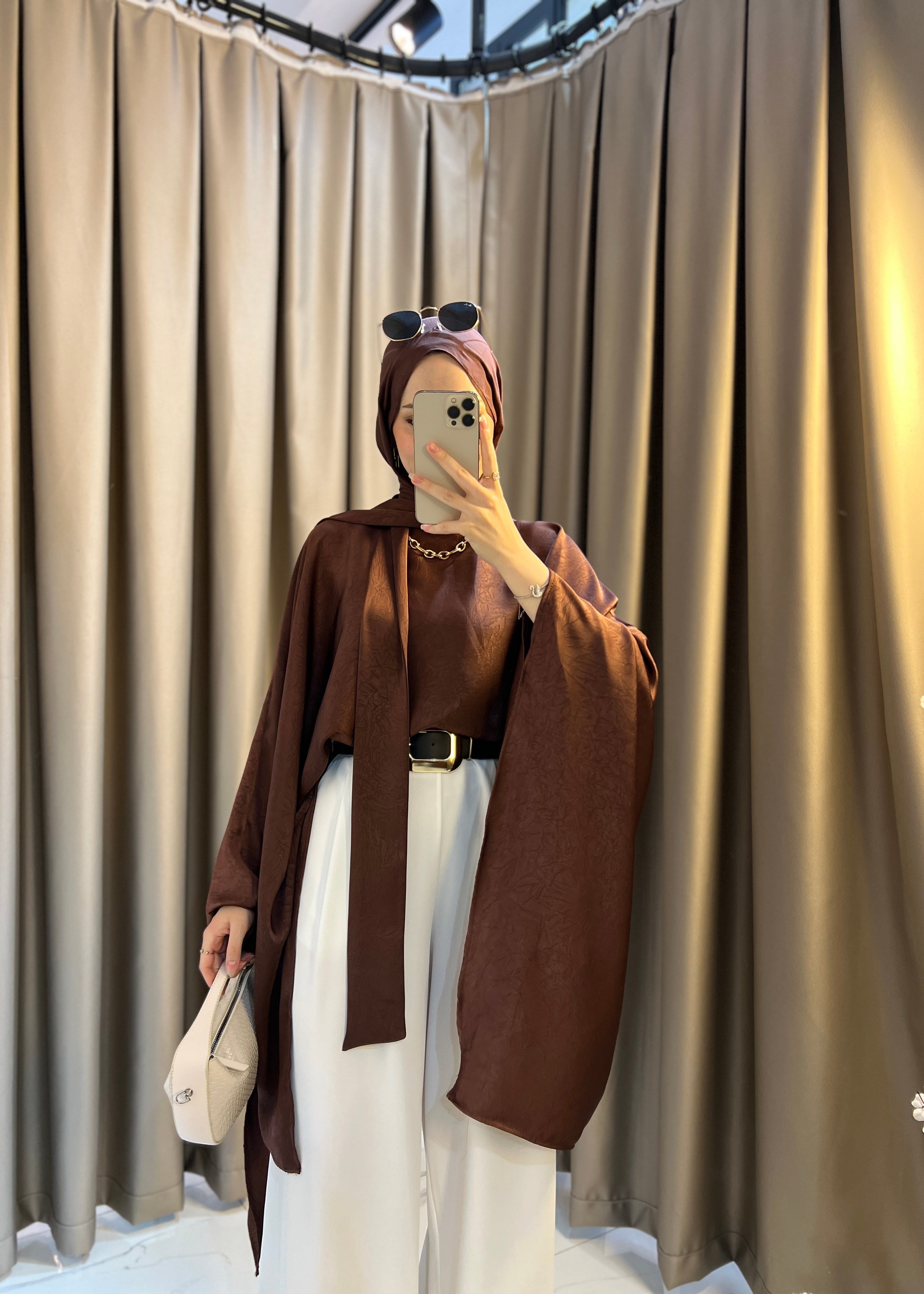 Elise Fularlı Bluz- Kahve