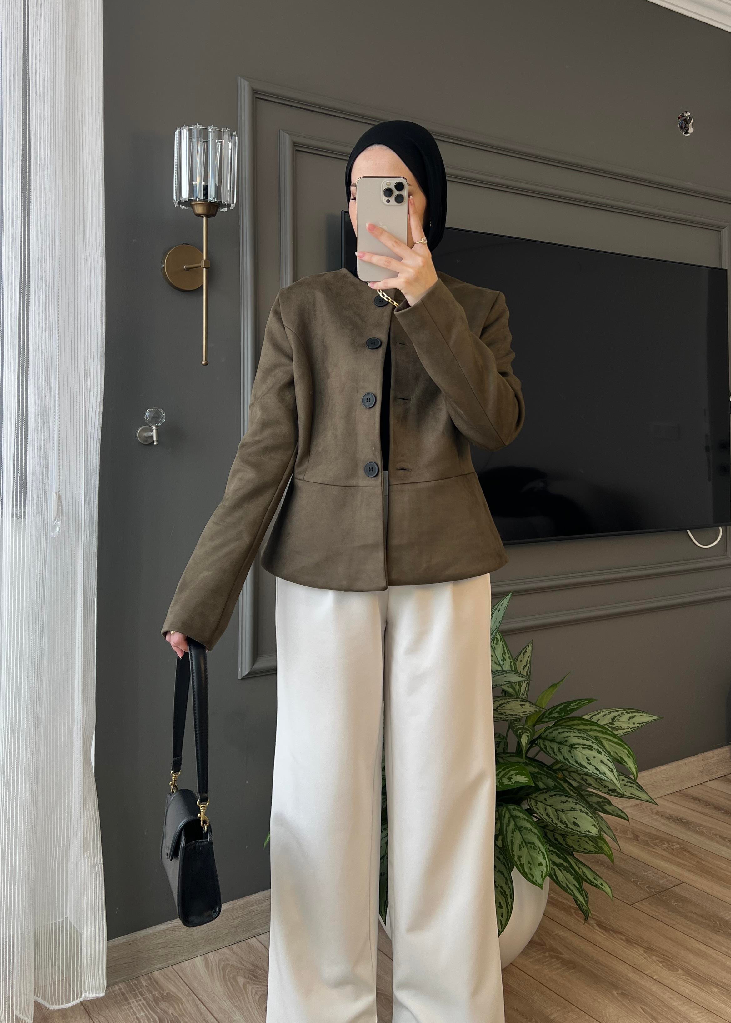 Hazel Süet Ceket- Haki