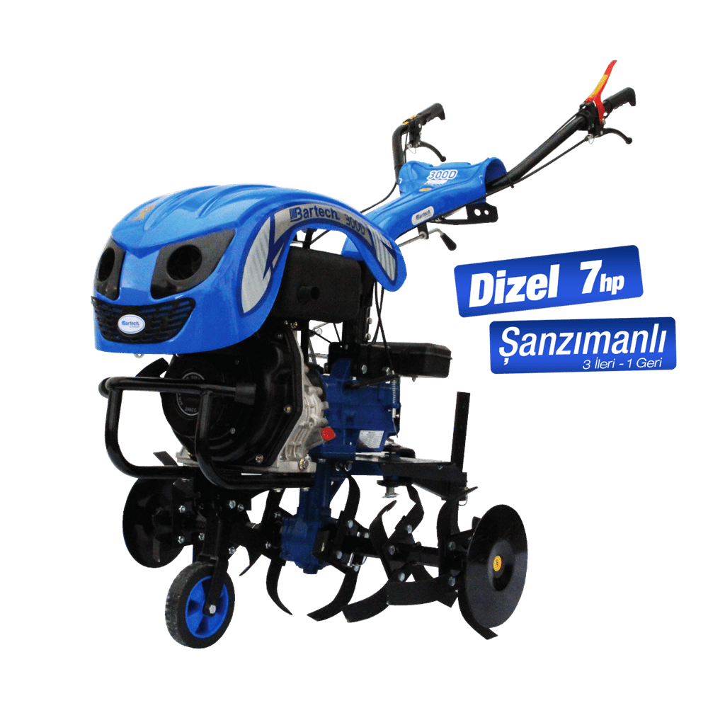 Bartech 300 D Marşlı/İpli 3 İleri 1 Geri Dizel Çapa Makinesi