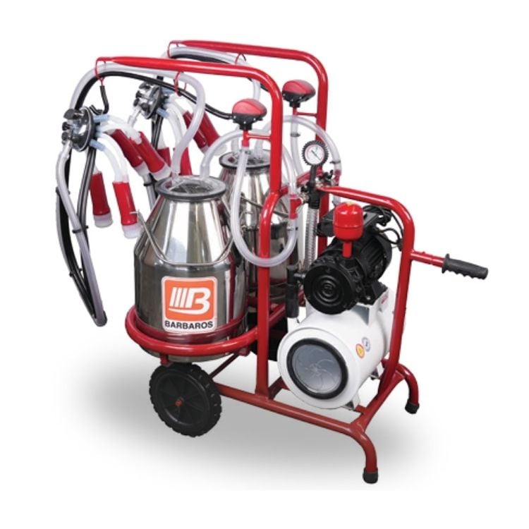 Bartech Çift Güğümlü Model Yağlı Tip İnek Sağım Makinesi - Paslanmaz Güğüm - Yağlı Pompa