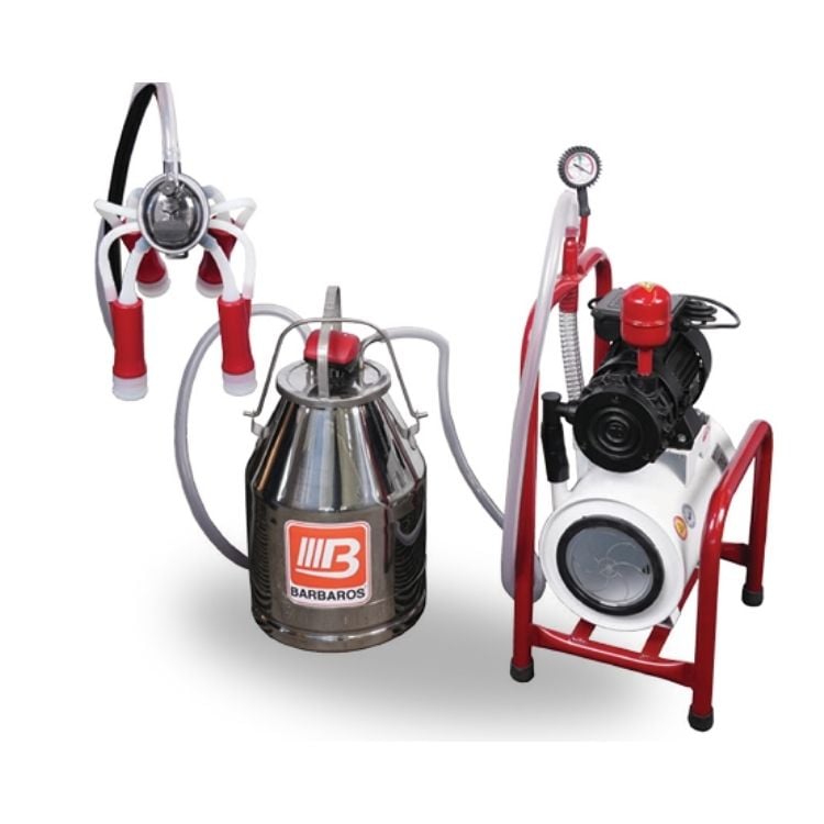 Bartech Sabit Model Yağlı Tip Tekli İnek Süt Sağma Makinesi - Paslanmaz Güğüm