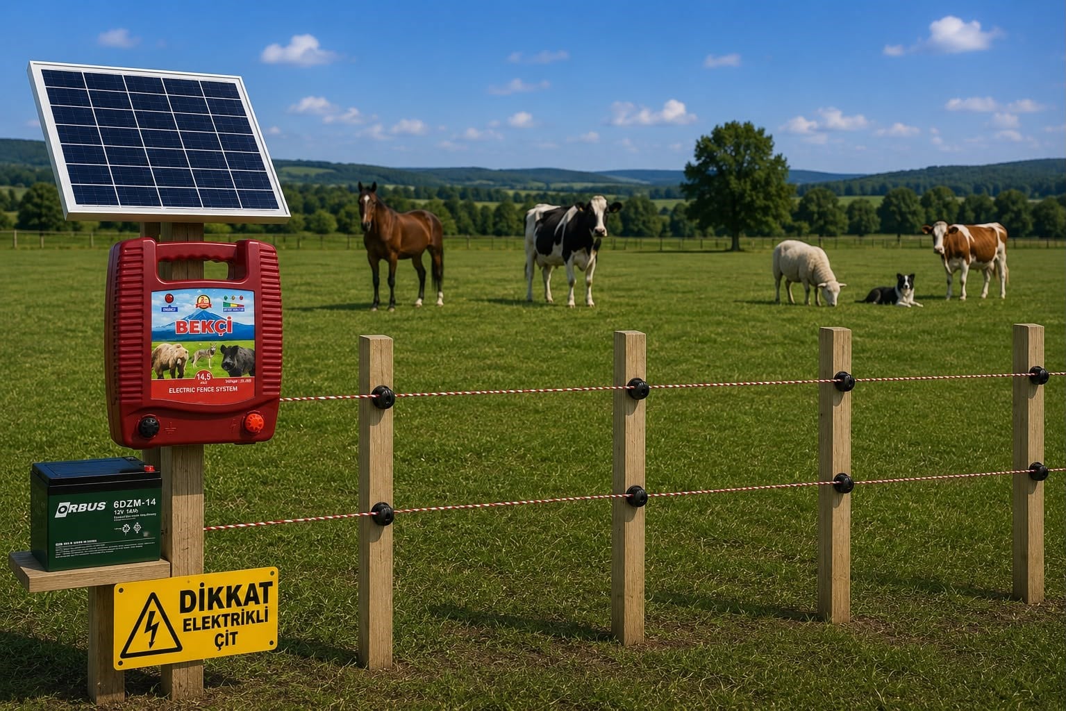 Bekçi 14.5J Yüksek Voltajlı 50000M2 Güneş Enerjili - Sensörlü Elektrikli Çit Sistemi