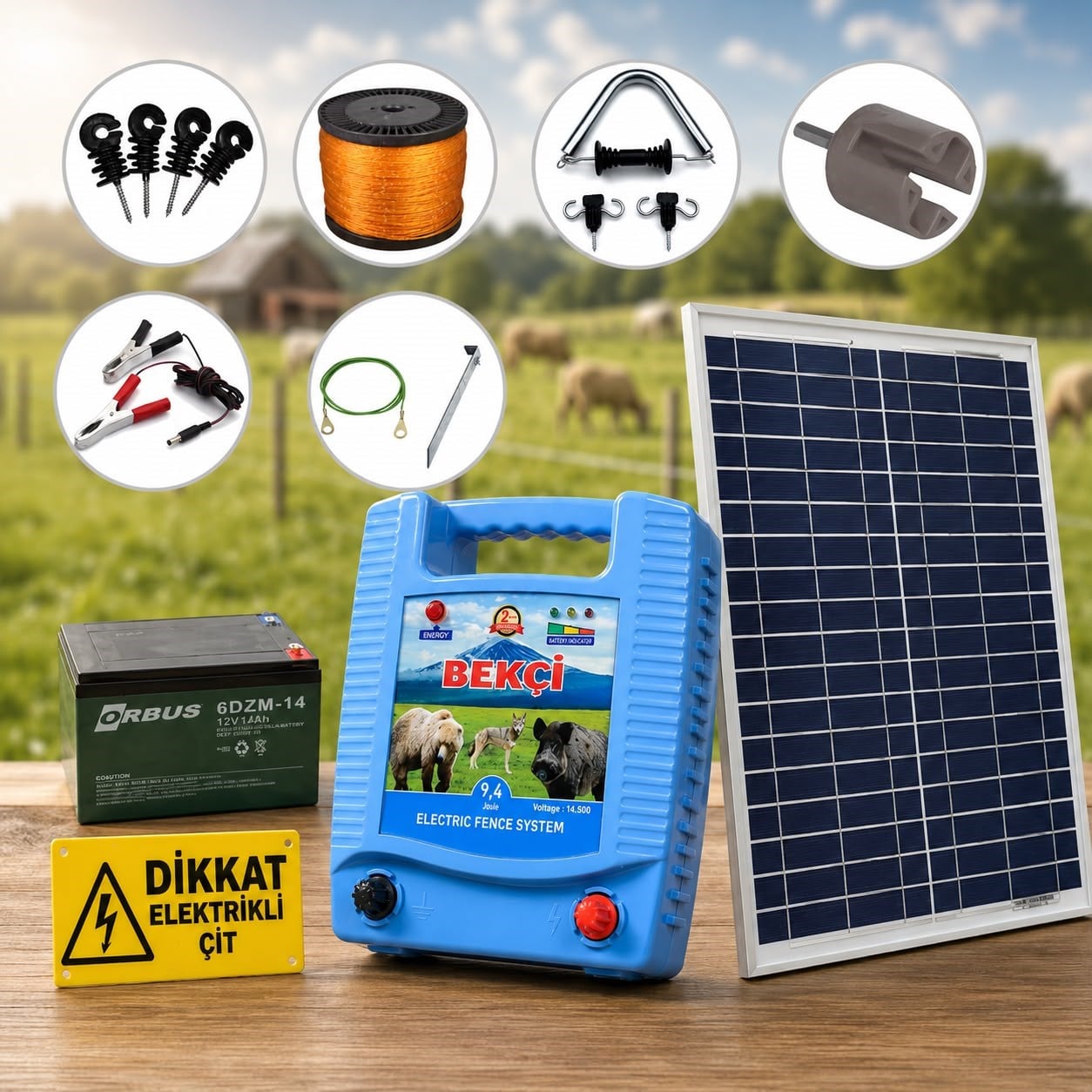Bekçi 9.4J 30000M2 Güneş Enerjili - Sensörlü Elektrikli Çit Sistemi