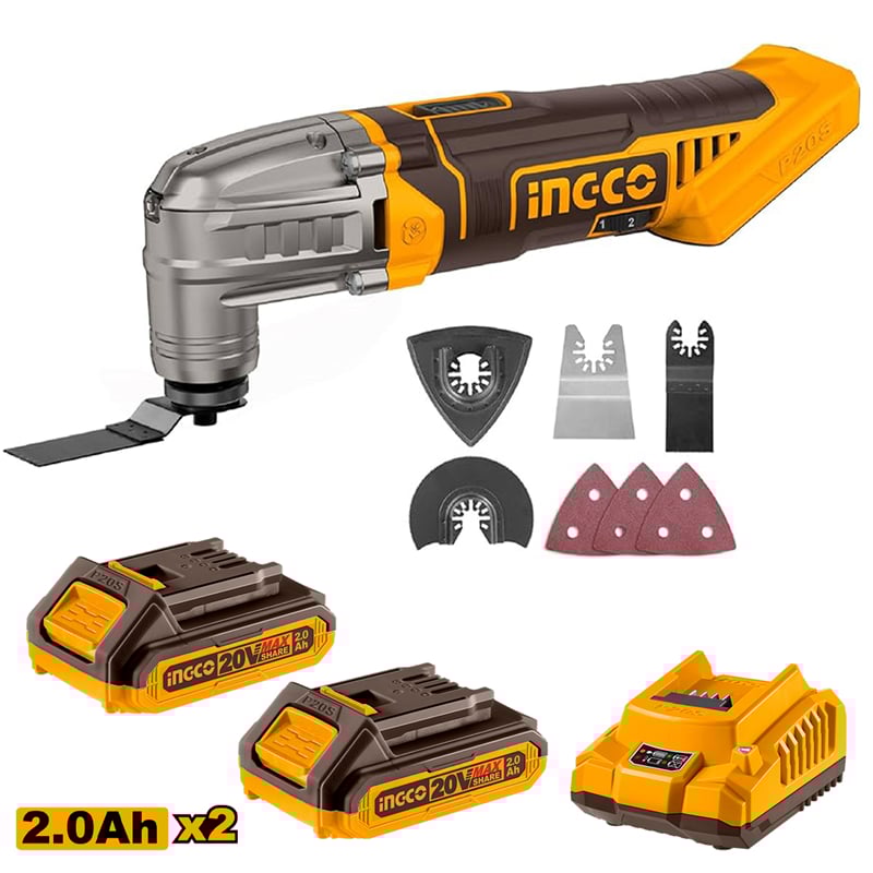 Ingco CIMLI2022  Li-ion Akülü Multiset 20V 2.0Ah + Li-ion Akü ve Şarj Cihazı Seti 20V 2.0Ah