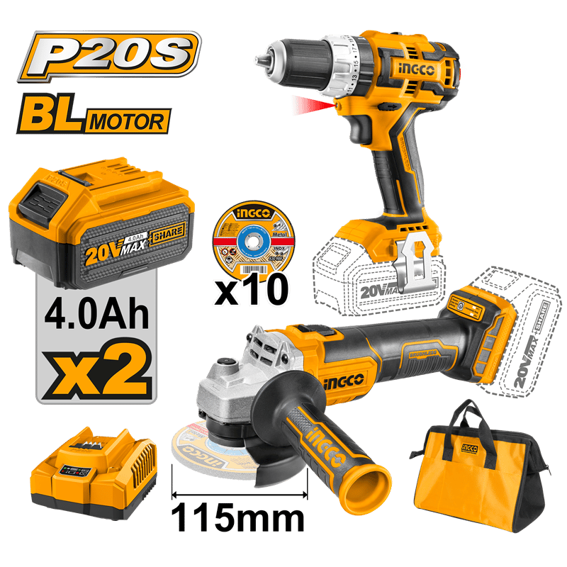 Ingco ING-CKLI6015 Li-ion Akülü 2 li Kombo Set - Matkap ve Avuç Taşlama 2