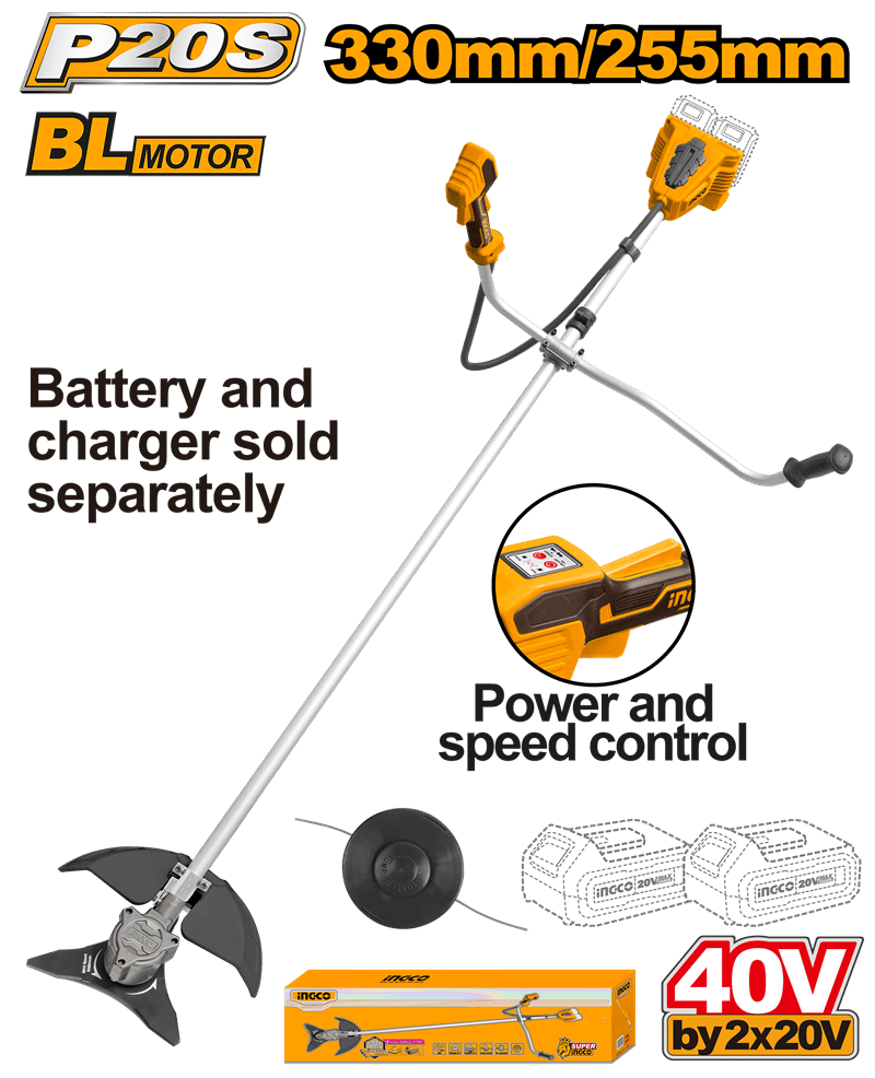 Ingco ING-CSTLI20018 Li-ion Akülü Tırpan 2x20V 2.0Ah