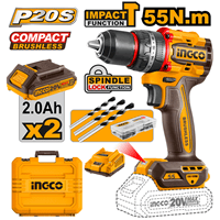 Ingco Kömürsüz Li-ion Akülü Darbeli Matkap 13 mm 20V 2.0Ah