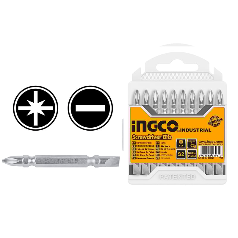 Ingco SDB21HZ133  10'lu Çift Uçlu PH2+PZ2 50 mm