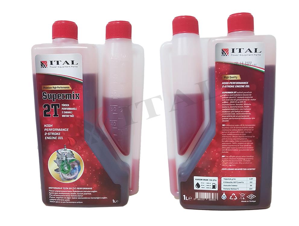 Ital Supermix Kırmızı 2 Zamanlı (2T) Motor Yağı Ölçekli Premium 1Lt.