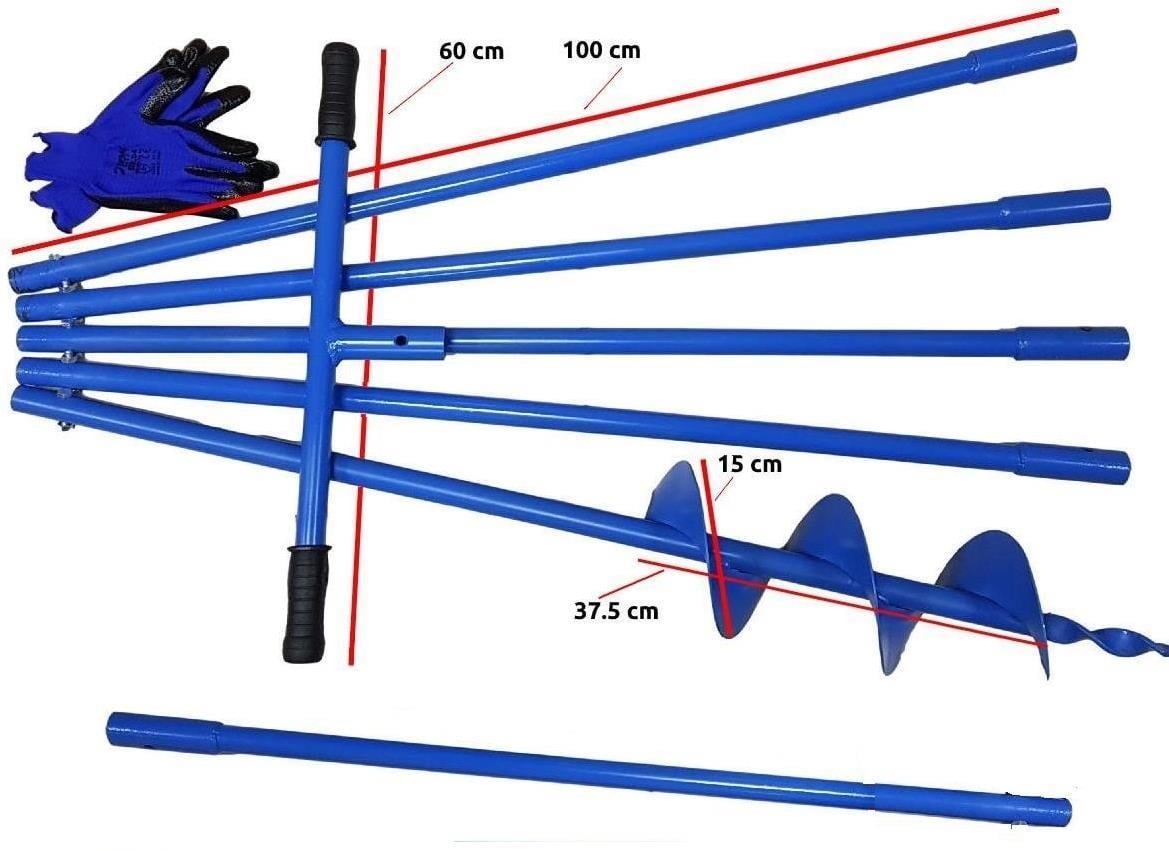 Manuel Uzatmalı Toprak Delme Burgusu Aleti Çap 15 cm Boy 6 mt