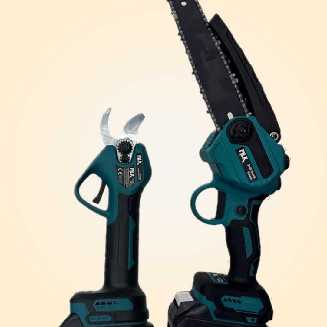 MLK-210 Çift Bataryalı Akülü Budama Makası ve Testere Seti - 10 Pilli