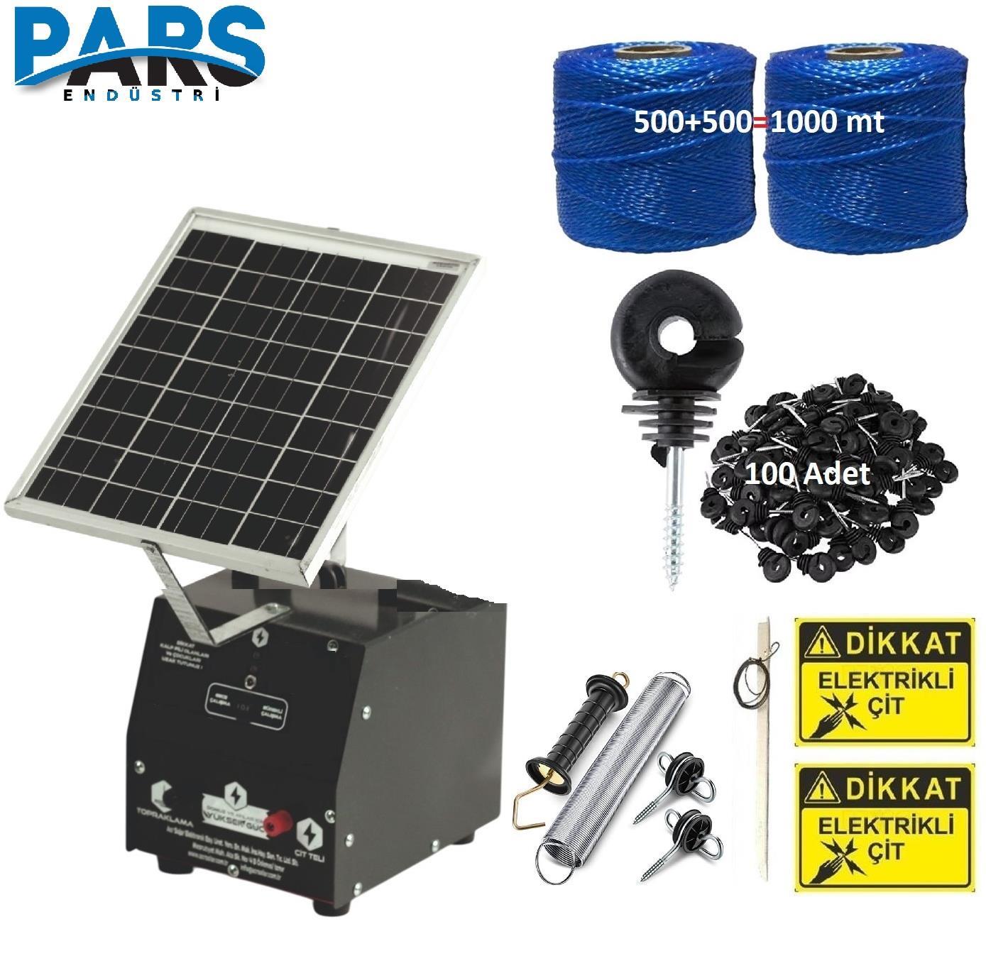 Pars P2518/1000A Güneş Enerjili Ve Akülü Elektrikli Çit Sistemi Ahşap İzolatörlü